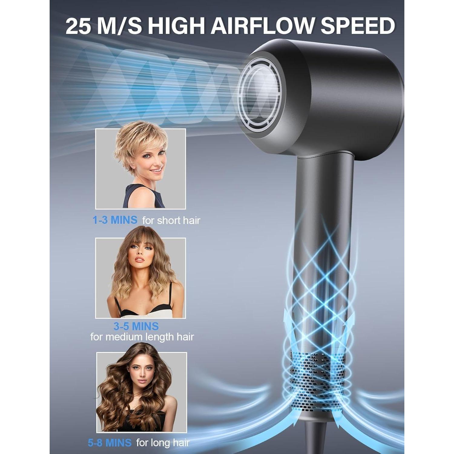 Secador de Pelo Iónico Meditoross 1500W Negro - Secado Rápido