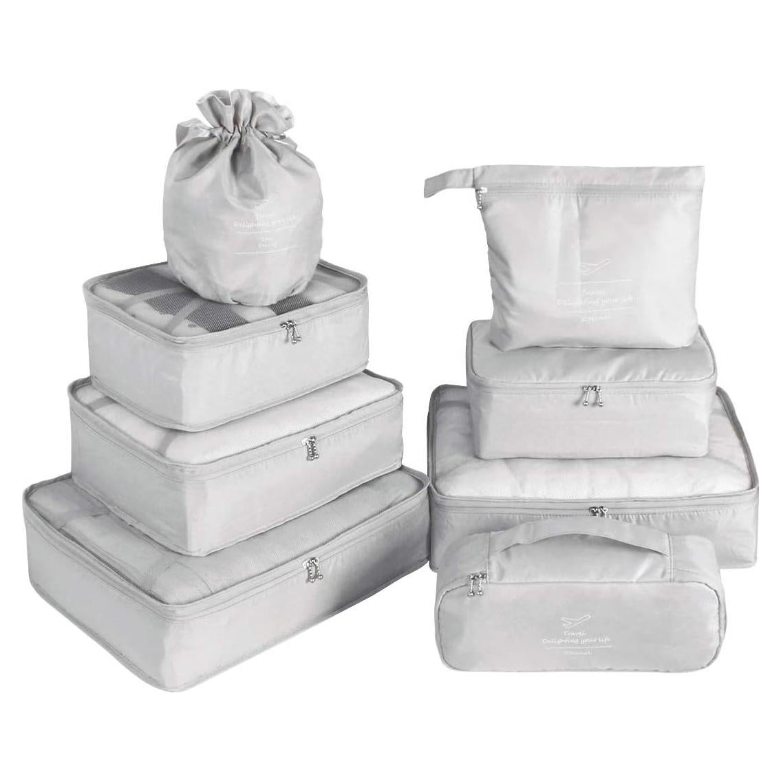 Juego de Organizadores de Empaque para Viaje 8 Piezas Gris