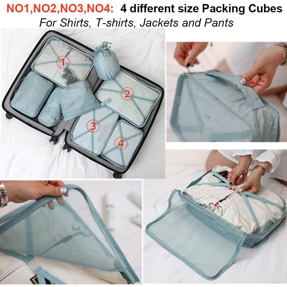 Juego de Organizadores de Empaque para Viaje 8 Piezas Gris