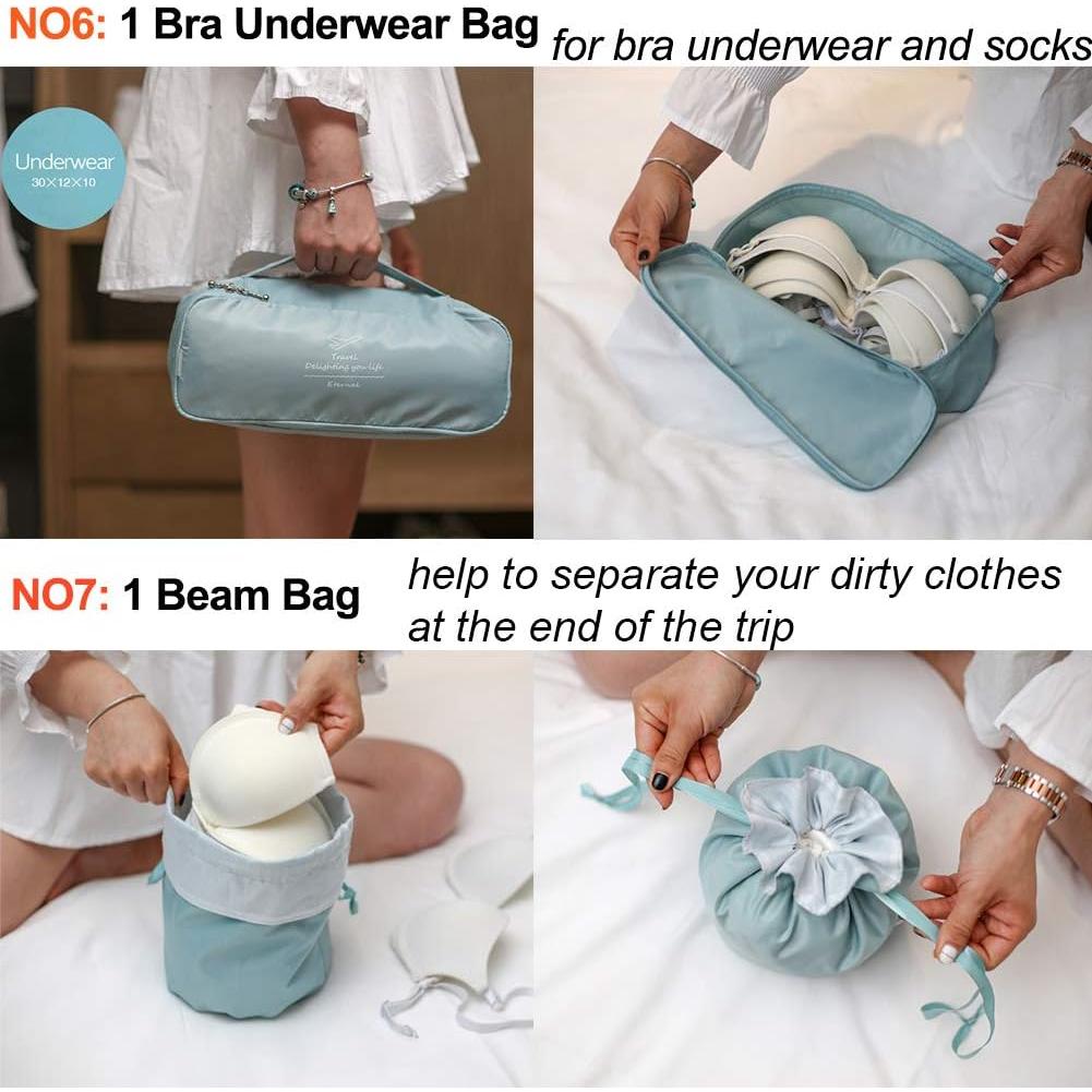 Juego de Organizadores de Empaque para Viaje 8 Piezas Gris