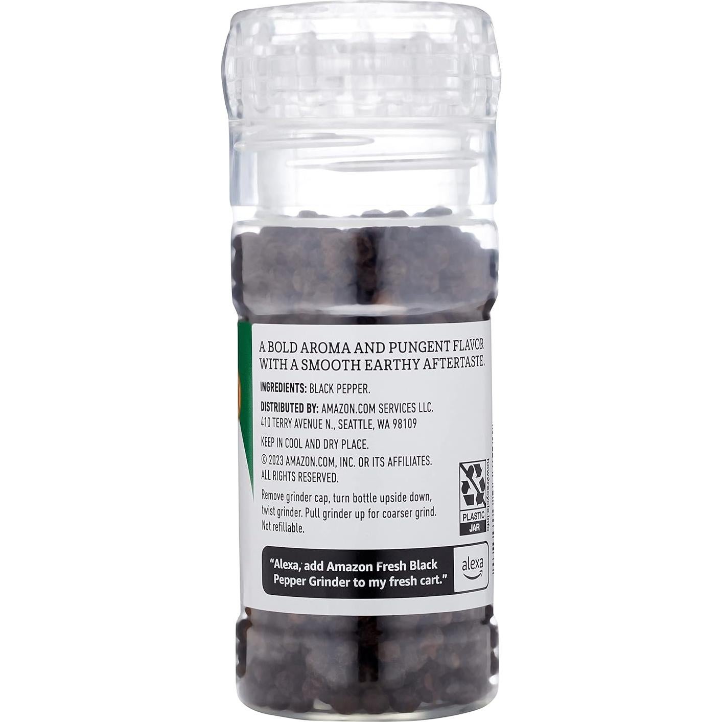 Amazon Fresh, Black Pepper Grinder, 2.2 Oz