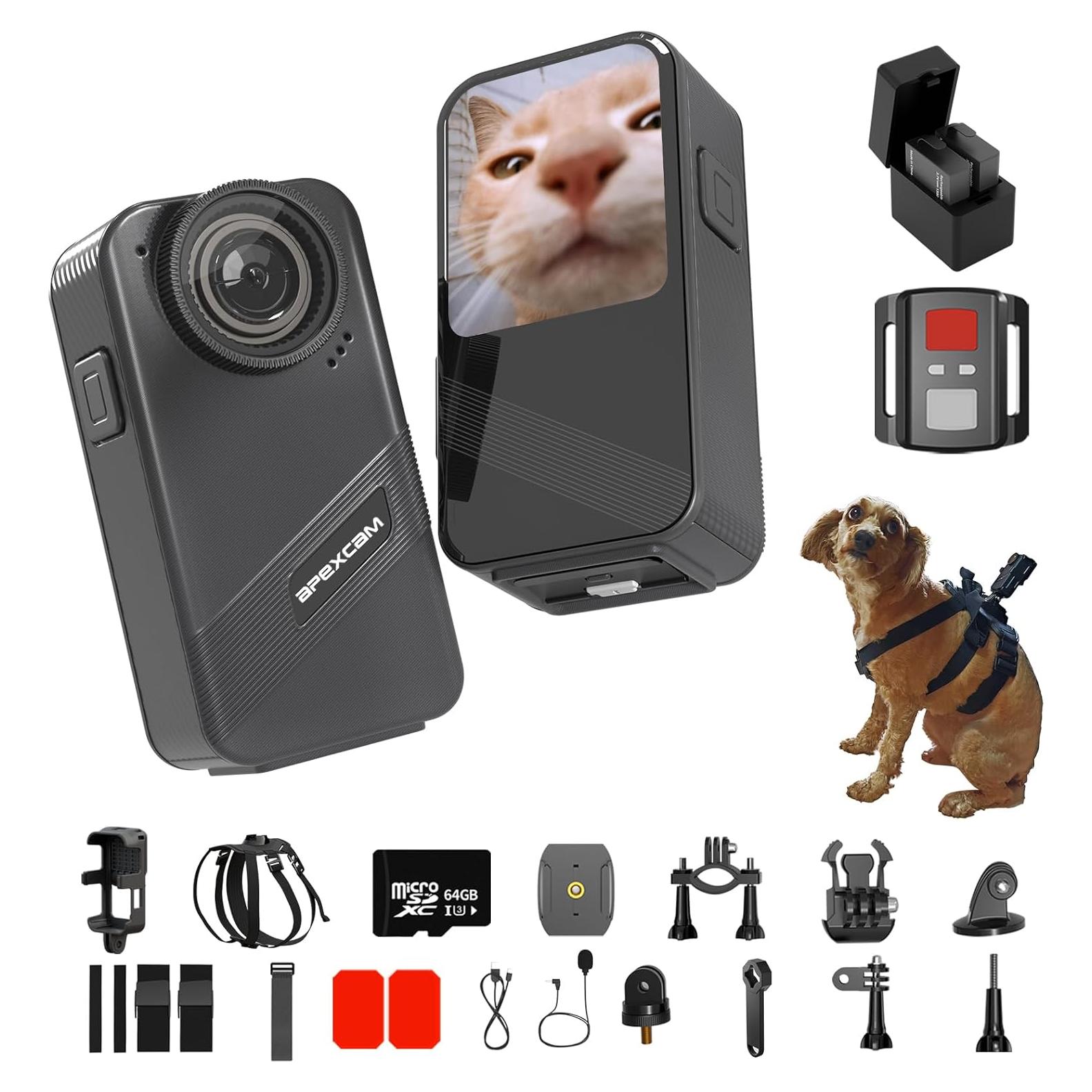 Cámara de Collar para Mascotas Apexcam 4K con WiFi y 64GB