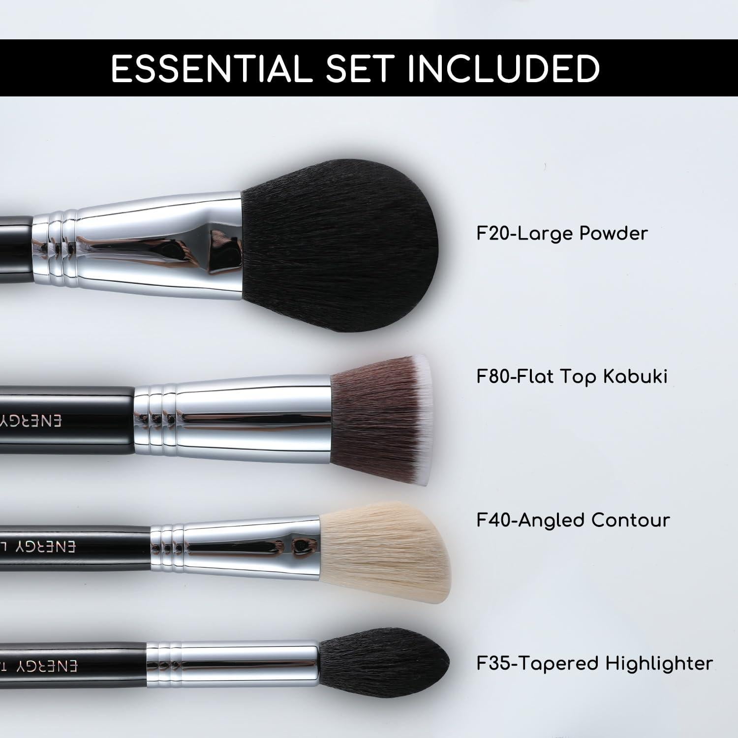 Conjunto de Brochas de Maquillaje ENERGY 4PCS Veganas para Rostro