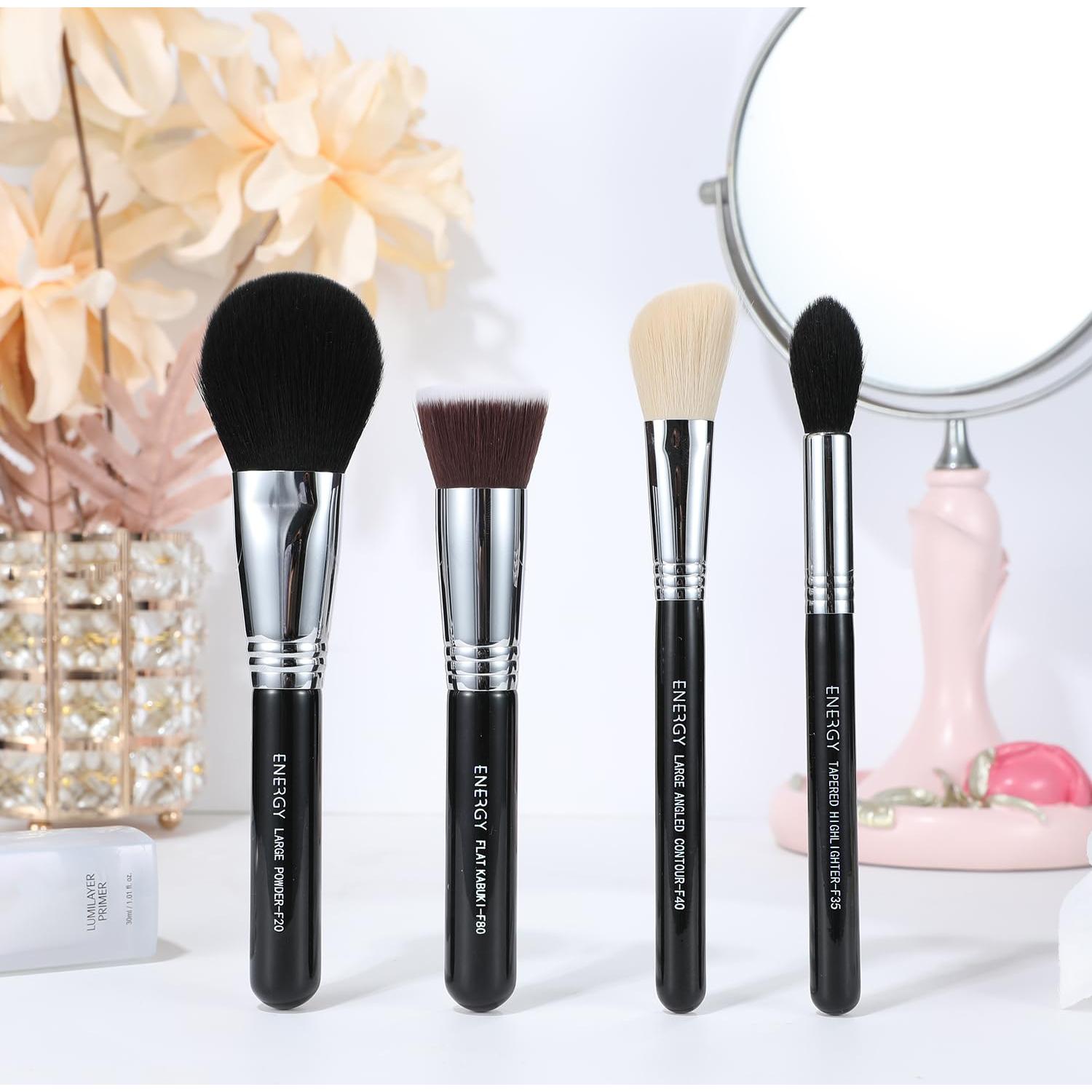 Conjunto de Brochas de Maquillaje ENERGY 4PCS Veganas para Rostro