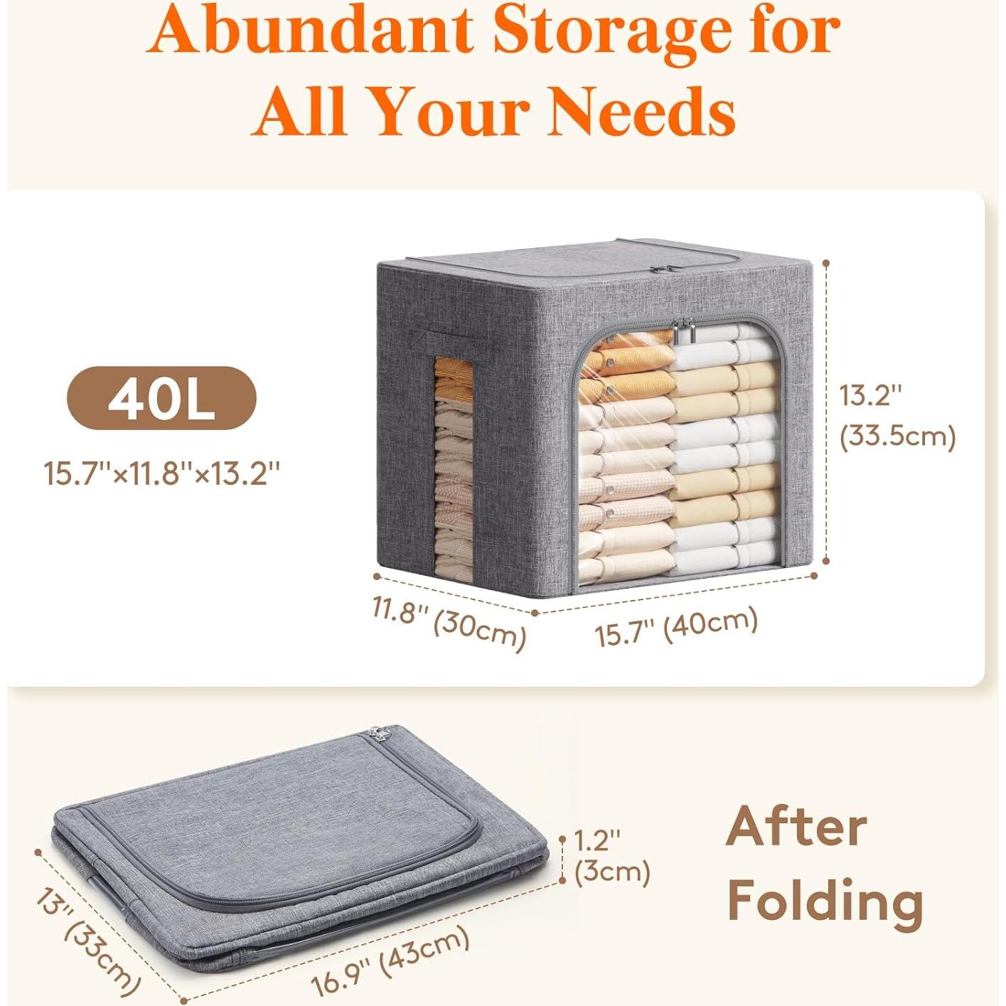 Bins de Almacenamiento de Ropa Lifewit 40L Plegables 3 Paquete