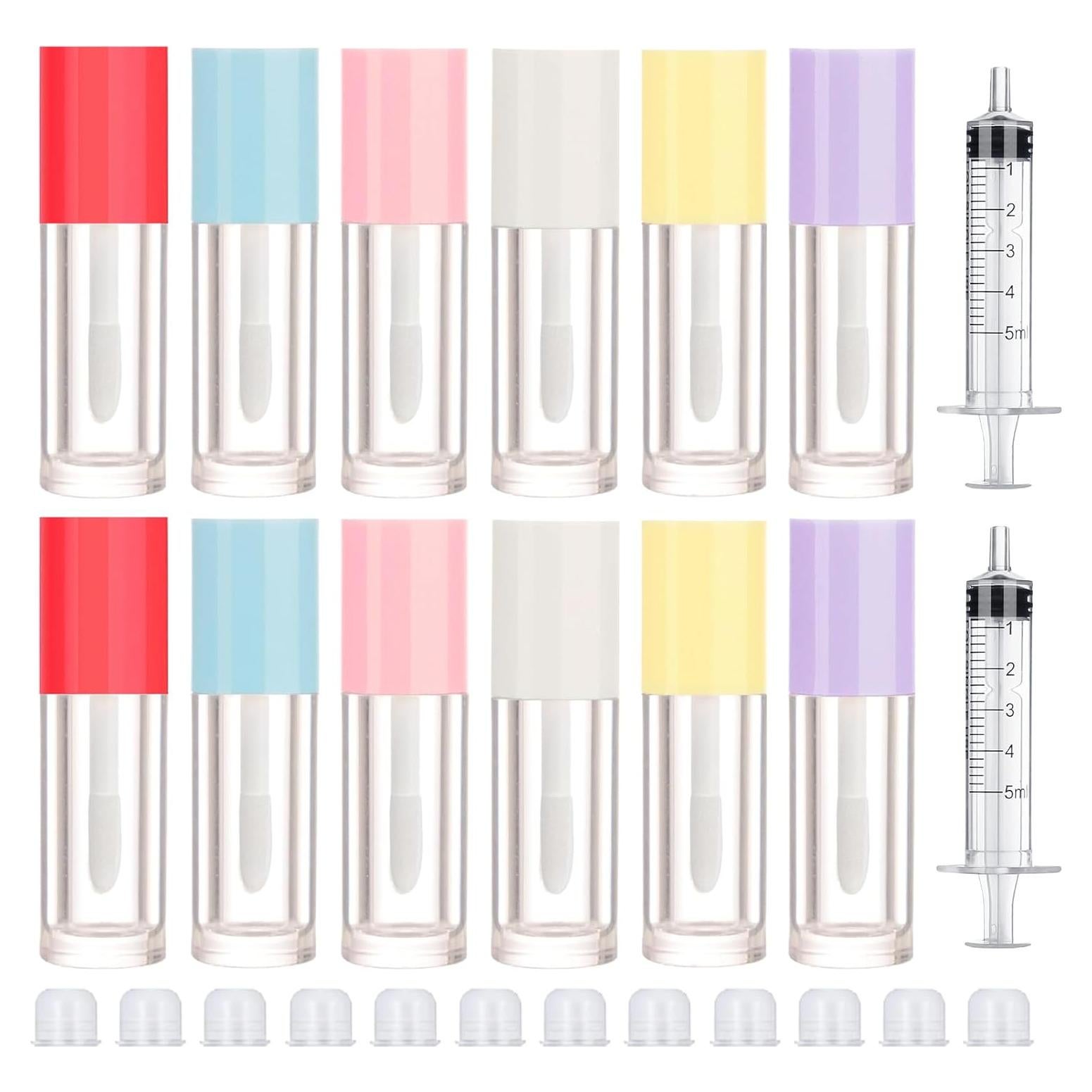 Kit 12 Tubos Vacíos de Brillo de Labios 2.5ml + 2 Jeringas