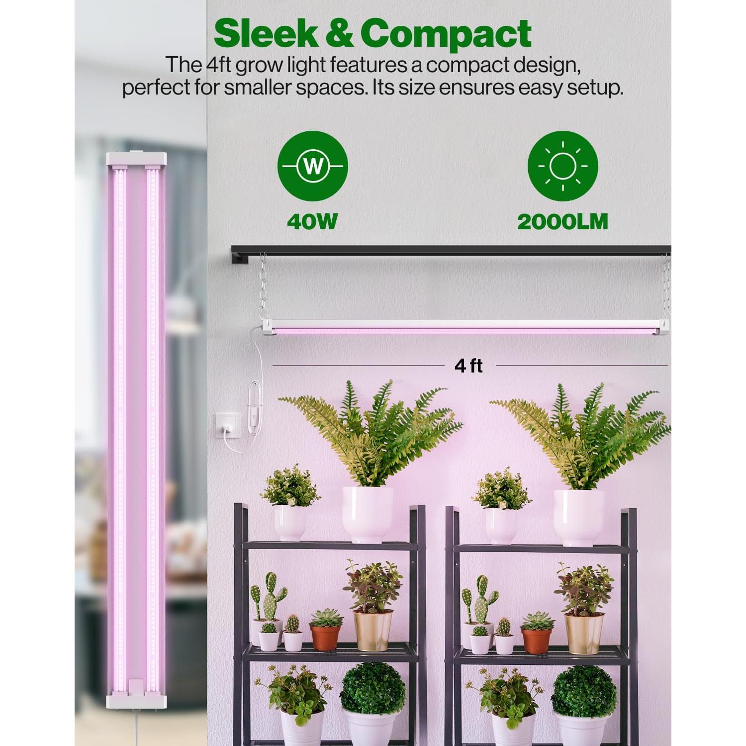 Luz de Crecimiento LED Sunco 1.22m 40W Espectro Completo