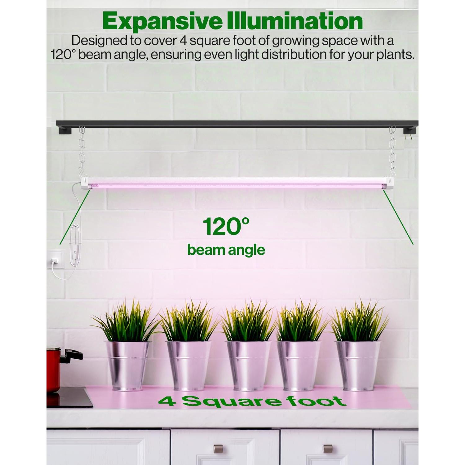 Luz de Crecimiento LED Sunco 1.22m 40W Espectro Completo