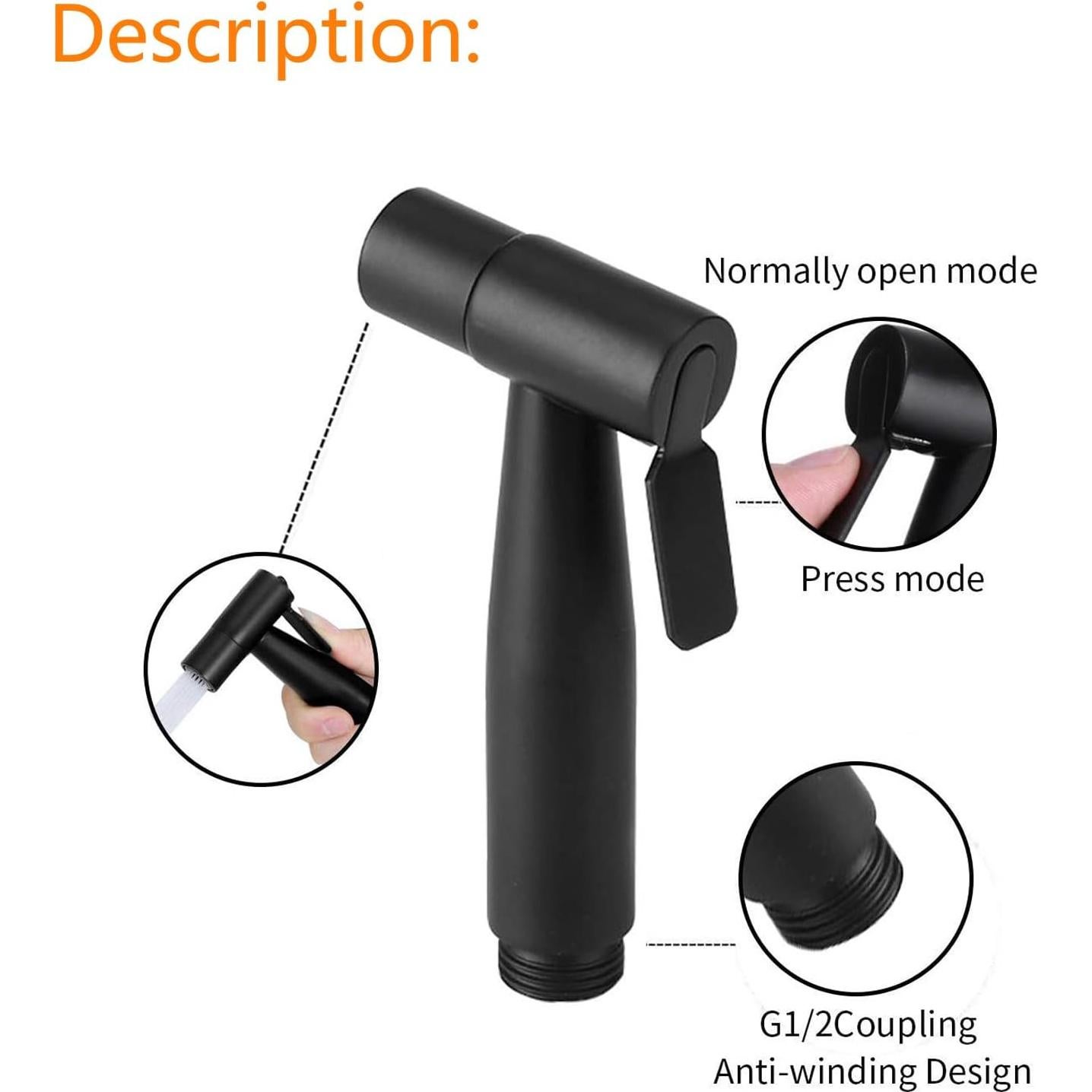 Cabezal de Rociador de Bidet LikeHome de Acero Inoxidable Negro Mate