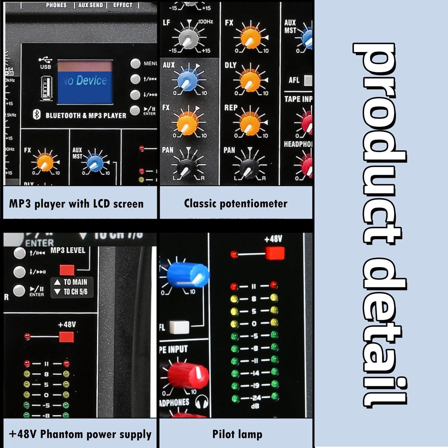 Consola de Mezcla Digital 8 Canales Bluetooth Profesional