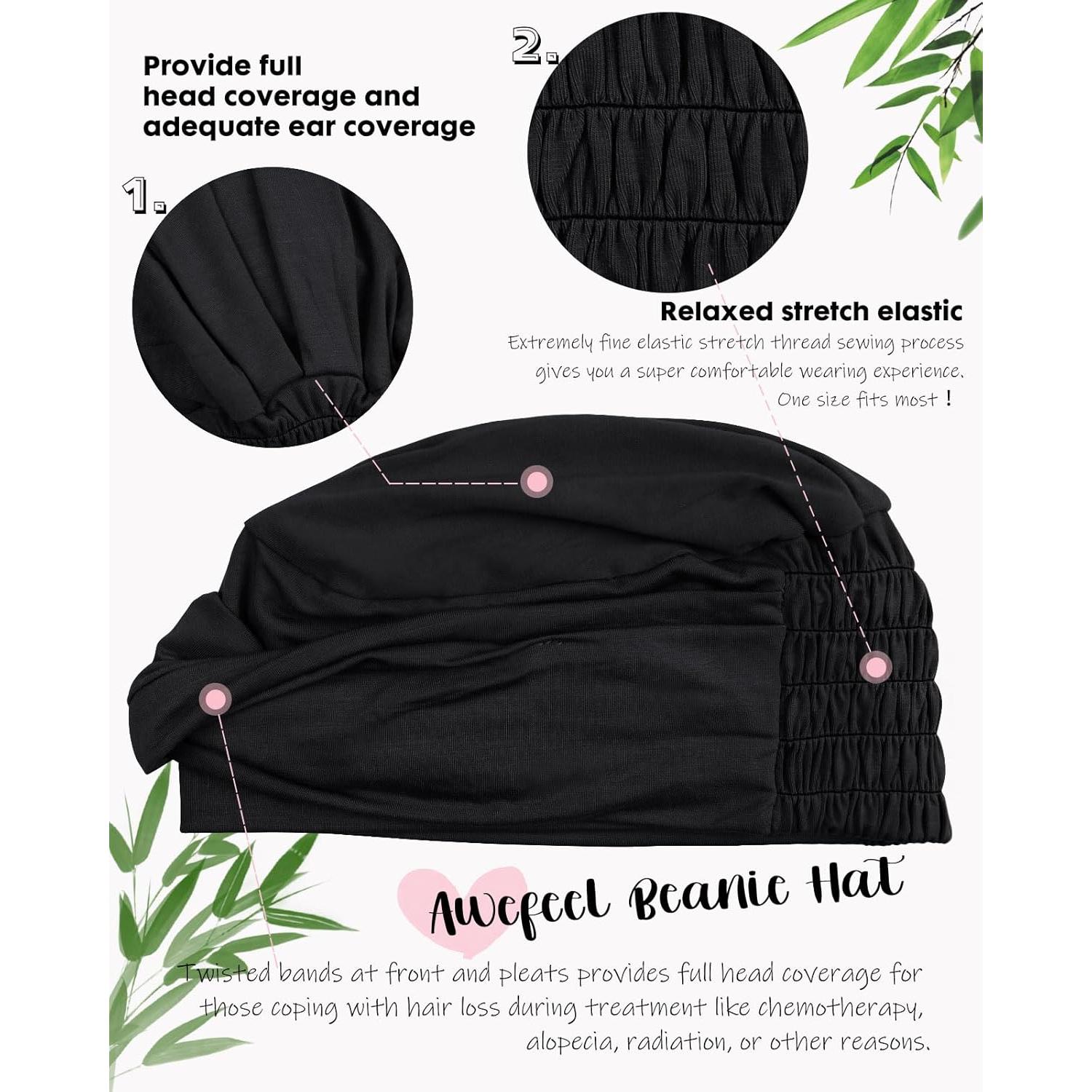 Gorro de Quimioterapia para Mujeres - Viscosa Suave Negro