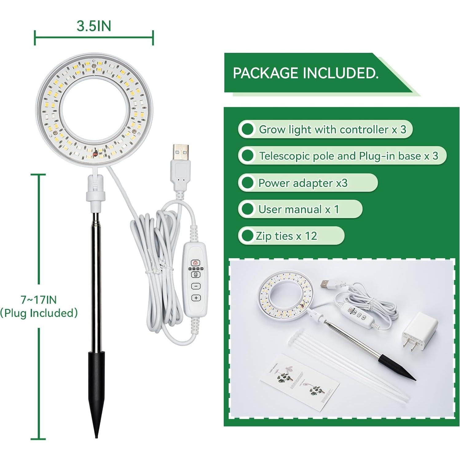 Luces de Cultivo RODINTO Espectro Completo 48 LEDs Paquete de 3