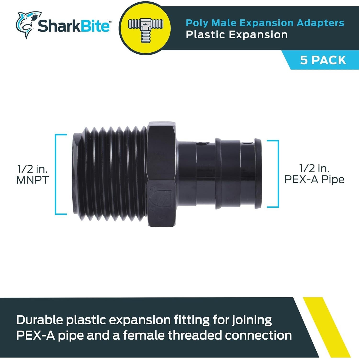 Adaptador de Expansión SharkBite 1/2 x 1/2 MNPT PEX-A 5 Pzas