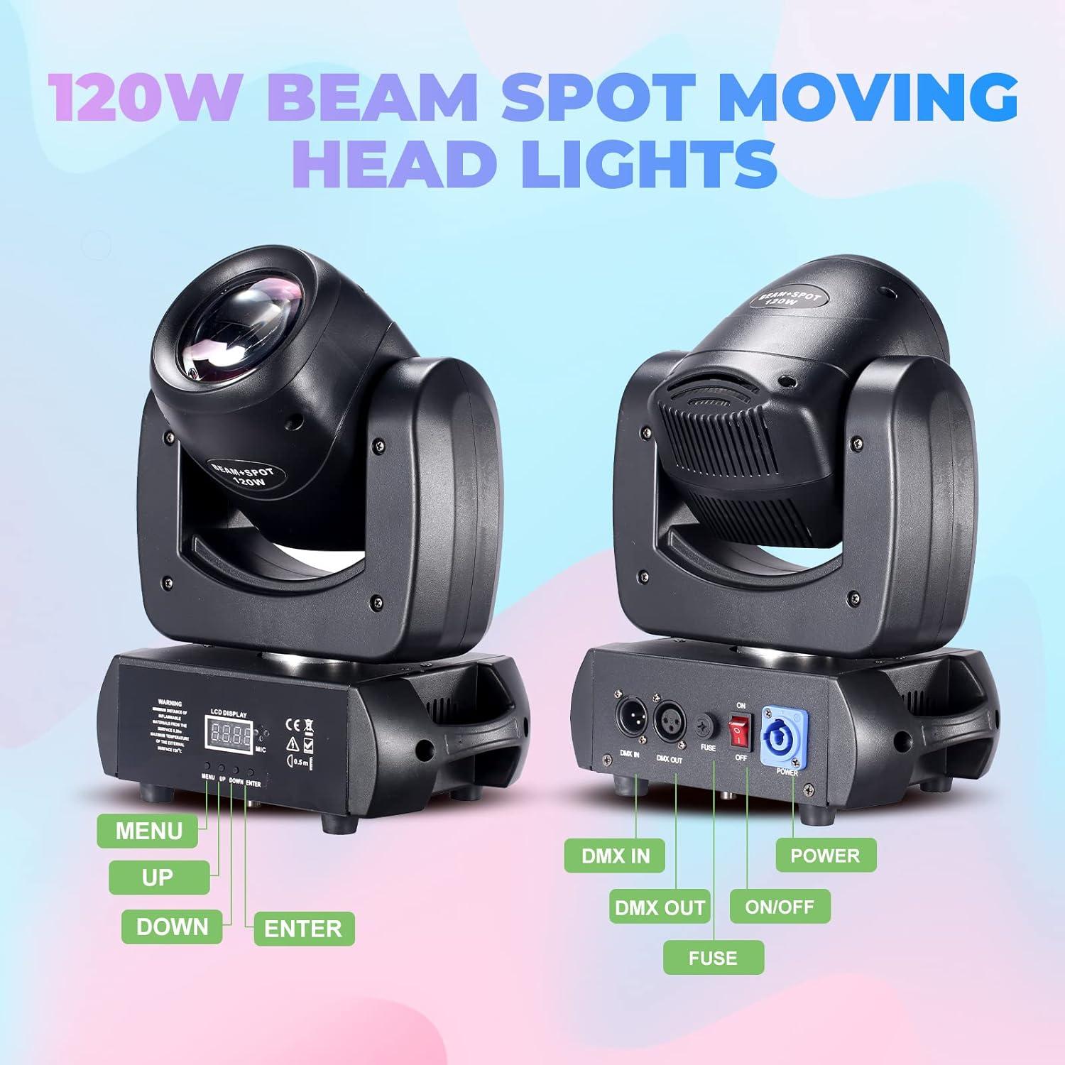 Cabeza Móvil DJXFLI 120W Luz LED con 8 Colores y Gobos