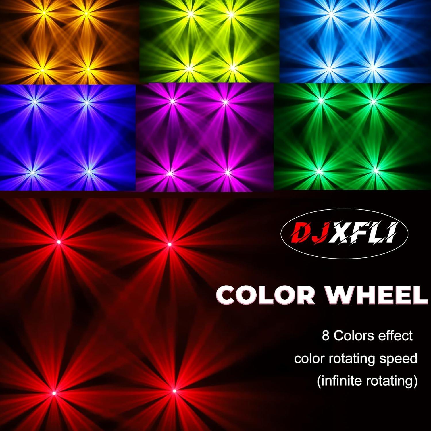 Cabeza Móvil DJXFLI 120W Luz LED con 8 Colores y Gobos
