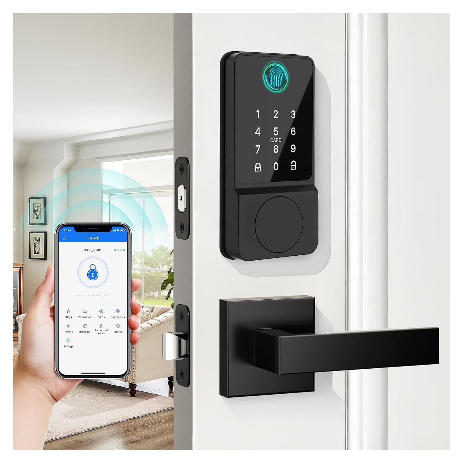 Cerradura Inteligente Mutak 6 en 1 con Manijas y Huella Dactilar