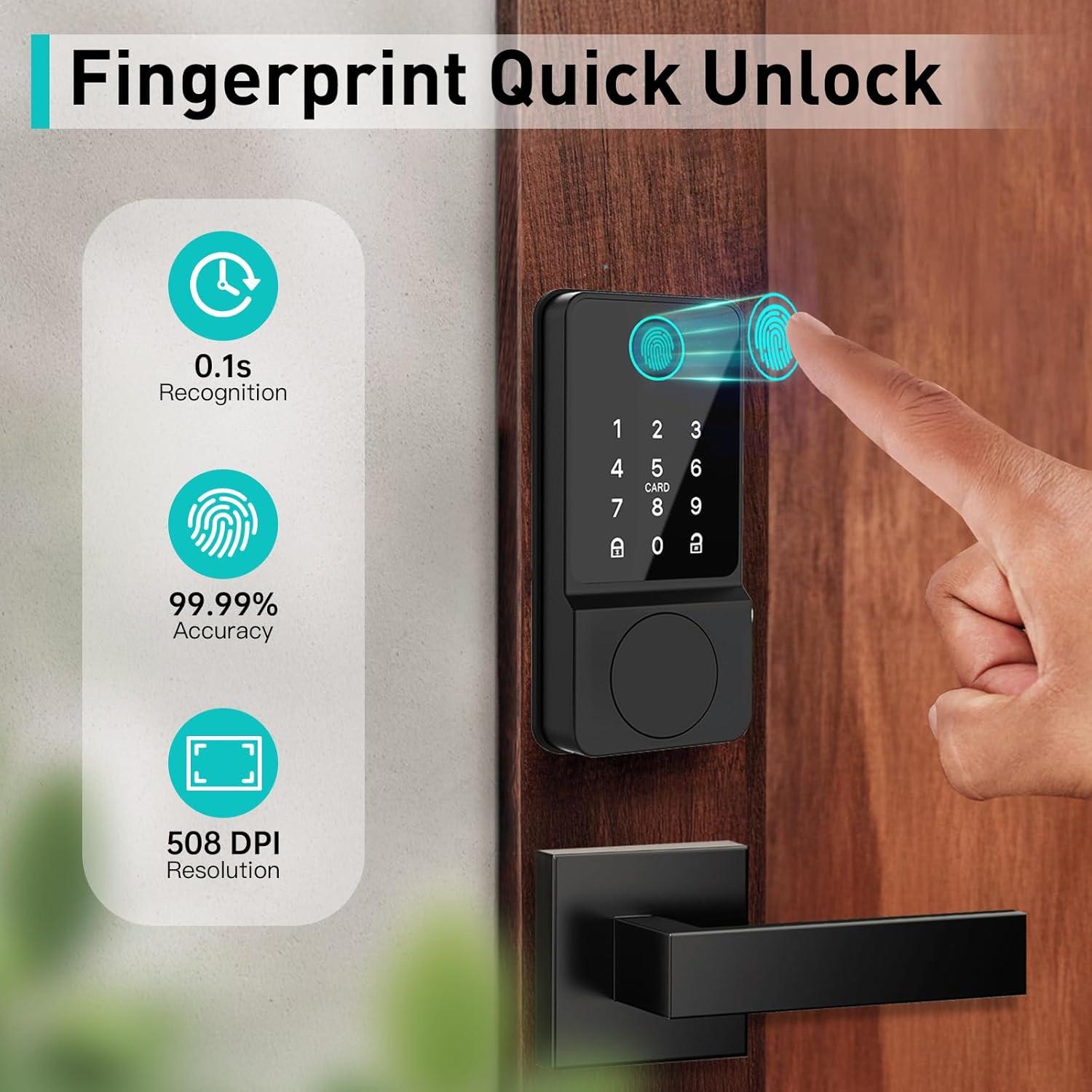 Cerradura Inteligente Mutak 6 en 1 con Manijas y Huella Dactilar