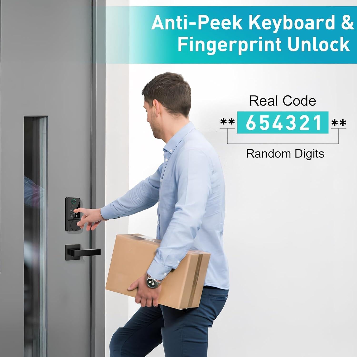 Cerradura Inteligente Mutak 6 en 1 con Manijas y Huella Dactilar