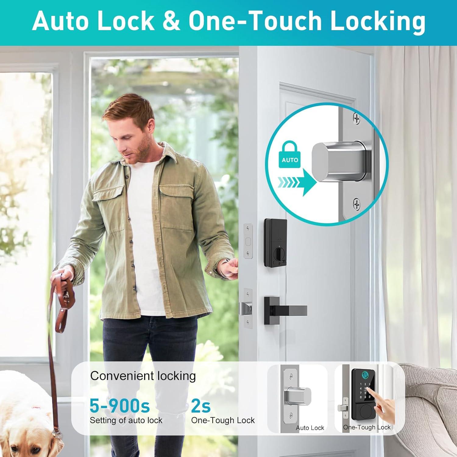 Cerradura Inteligente Mutak 6 en 1 con Manijas y Huella Dactilar