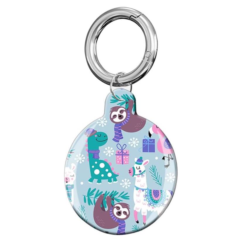 Compatible with Air Tag Case Cover,Protective Tracker Case with Loop Keychain Holder,Scratch Resistant Air Tag Cover for Wallet,Luggage,Dog,Pets(Animals Llama Sloth)