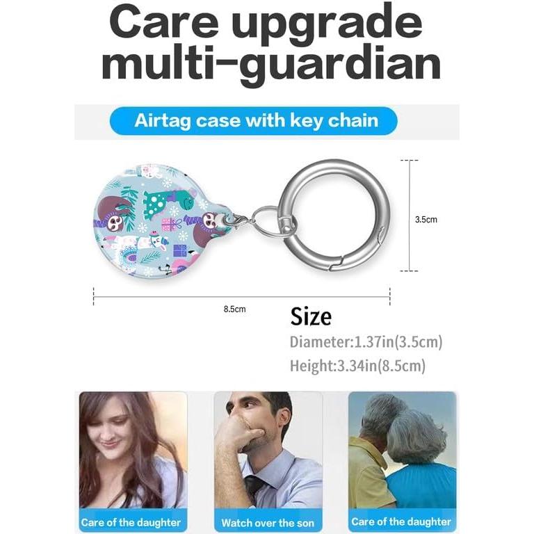 Compatible with Air Tag Case Cover,Protective Tracker Case with Loop Keychain Holder,Scratch Resistant Air Tag Cover for Wallet,Luggage,Dog,Pets(Animals Llama Sloth)