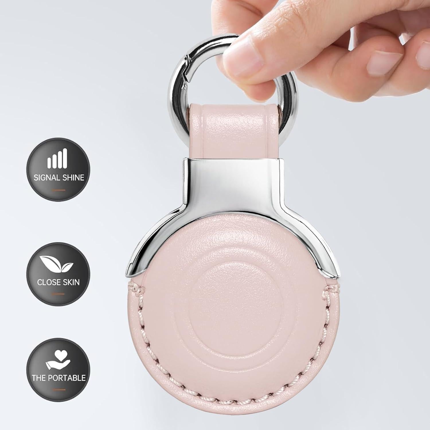 Funda Protectora de Cuero Genuino MOLOSLEEVE para AirTag Rosa