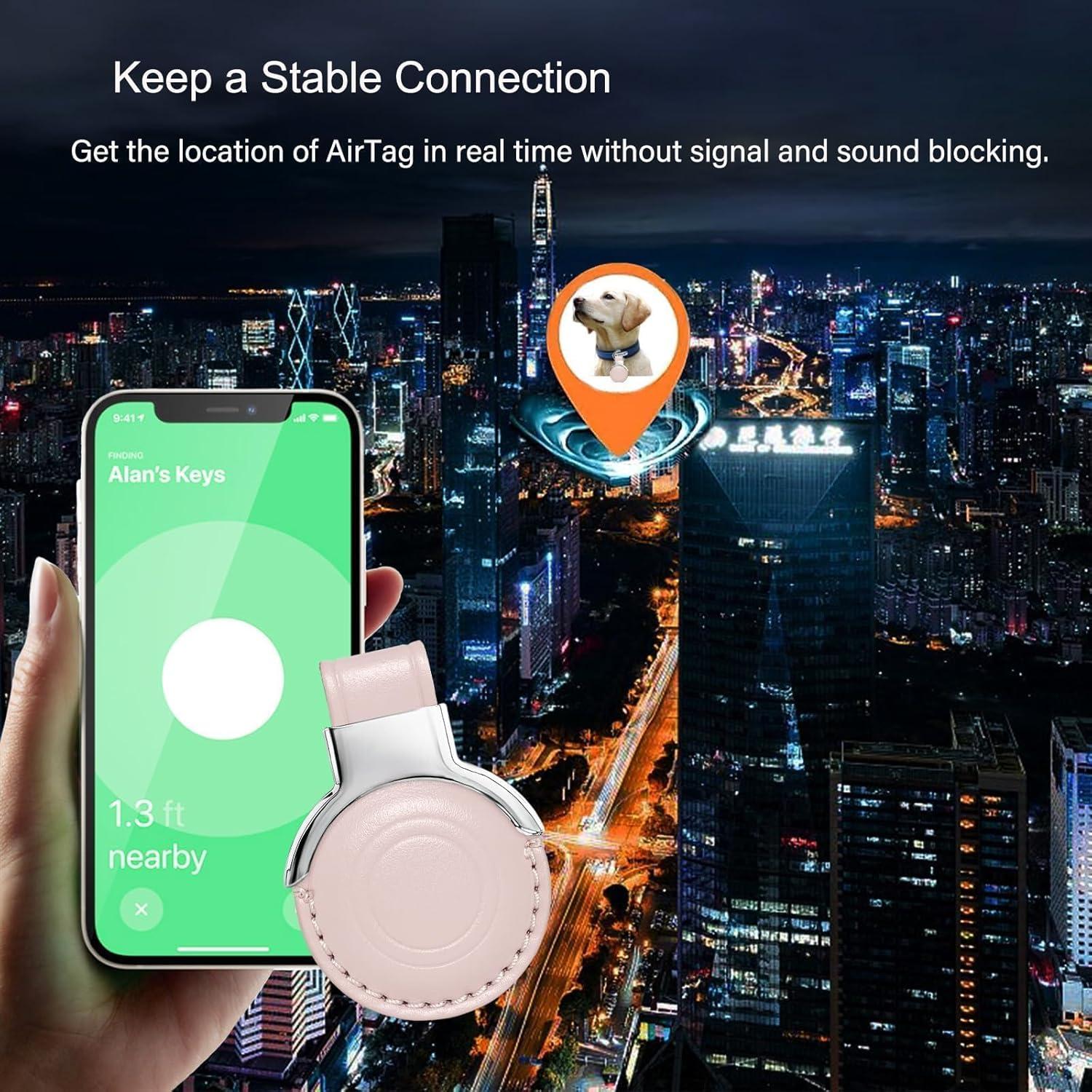 Funda Protectora de Cuero Genuino MOLOSLEEVE para AirTag Rosa