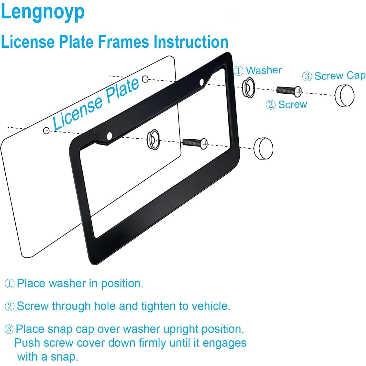 Marcos de Placa de Licencia Aluminio Negro Lengnoyp 2 Pcs