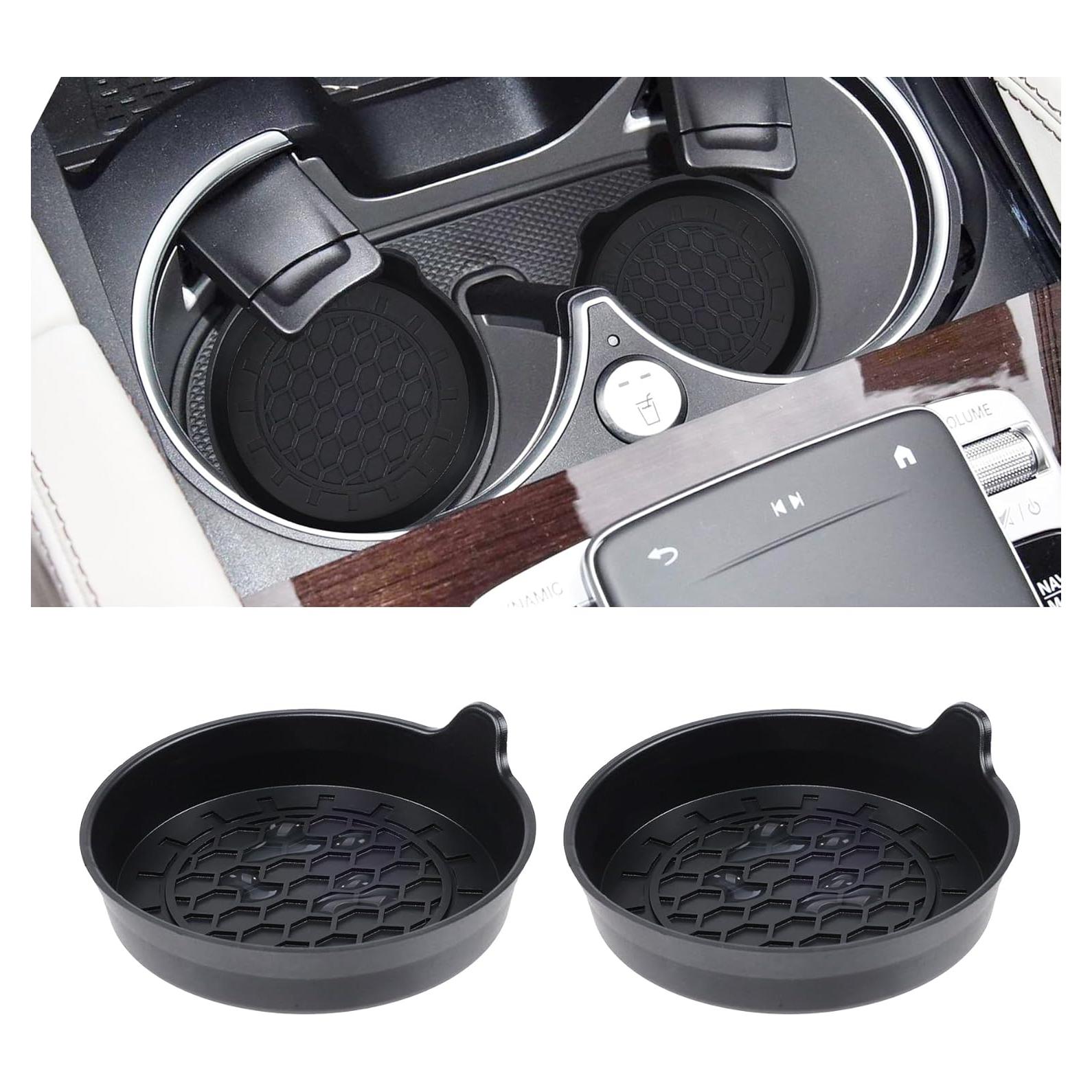 Soportes para Tazas Automotrices Amooca 2 Paquete Negro Antideslizante