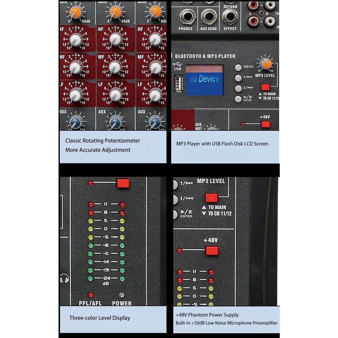 Mezclador de Audio Profesional M189 16 Canales Bluetooth USB