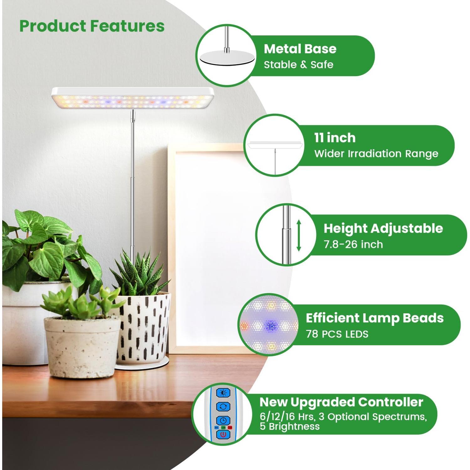 Luz de Crecimiento Wiaxulay 78 LEDs Espectro Completo 2 Paquete