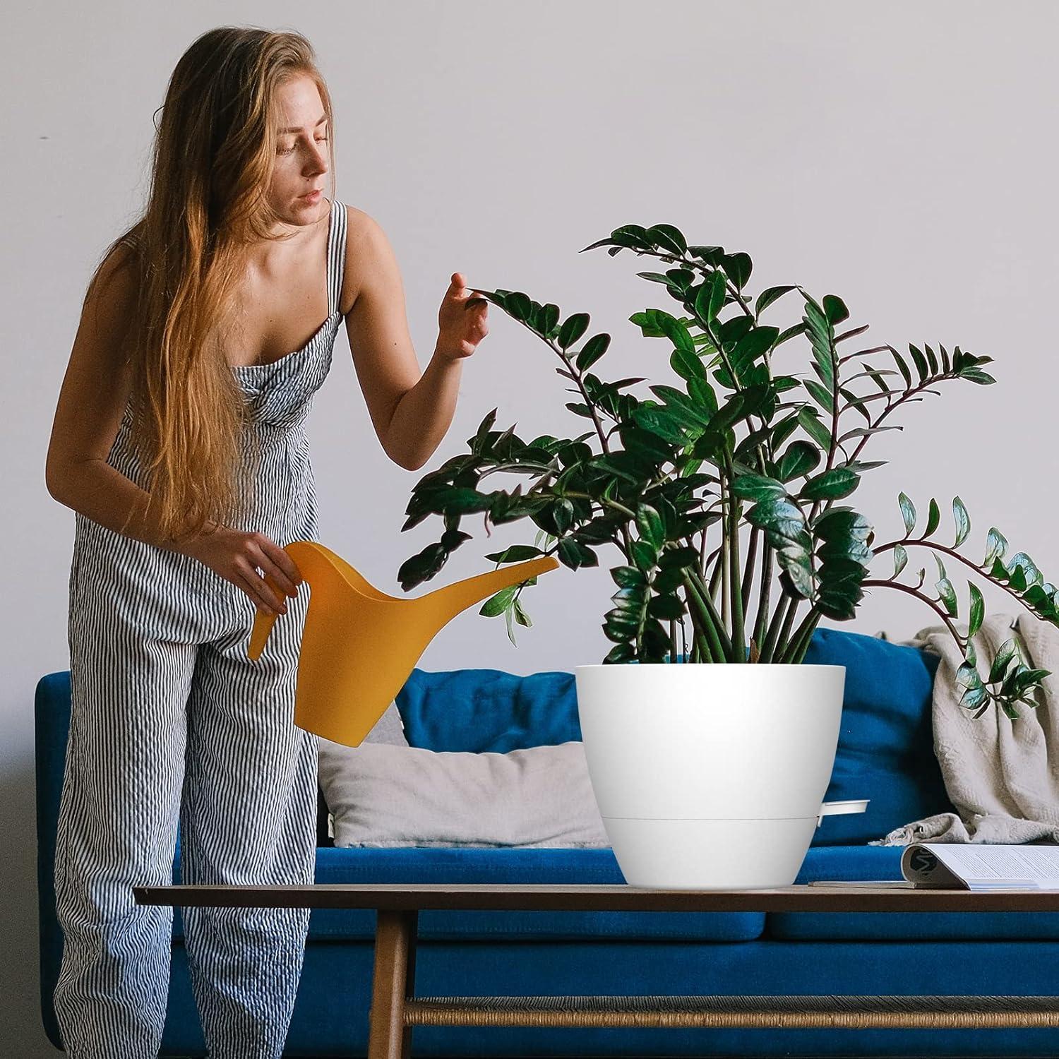 Macetas Autorriego WOUSIWER 25,4 cm Paquete de 2 Blancas