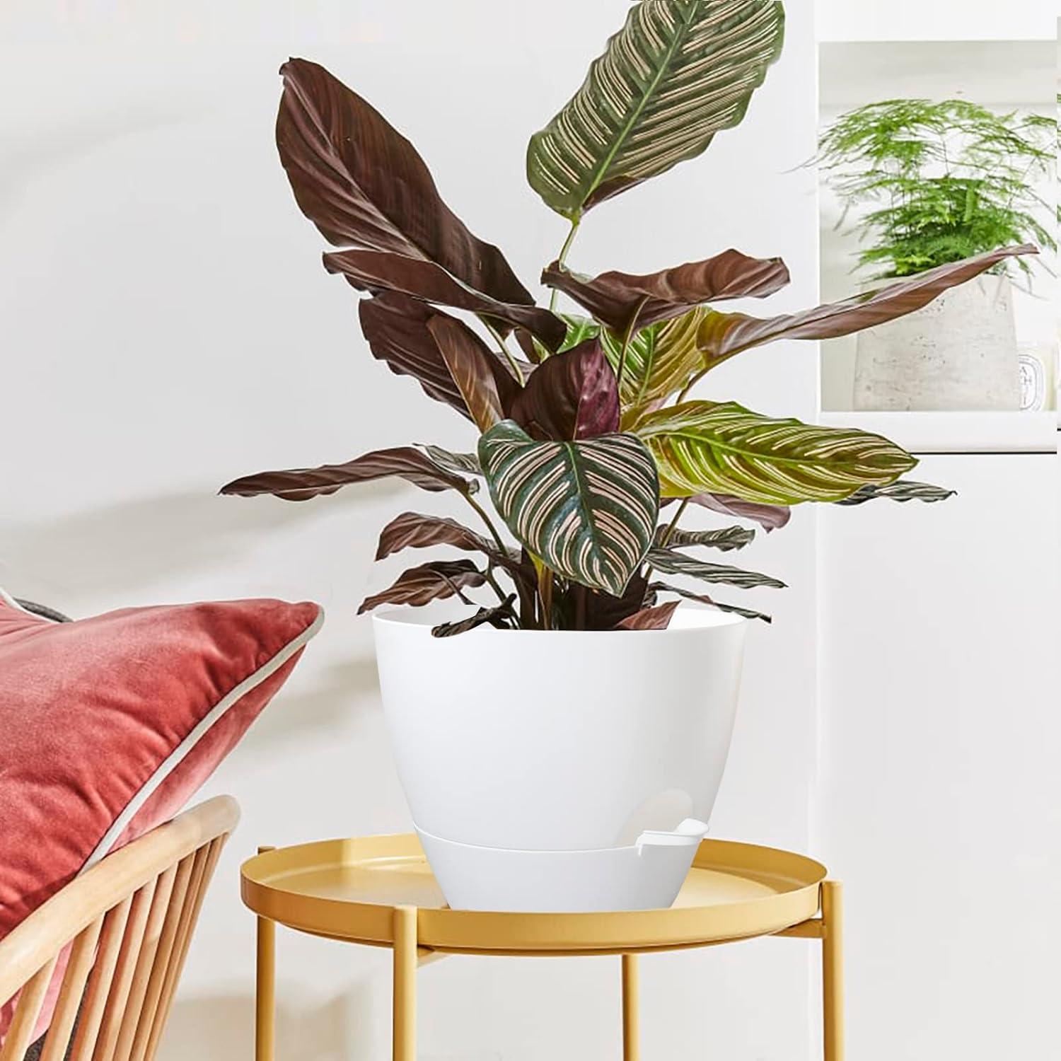 Macetas Autorriego WOUSIWER 25,4 cm Paquete de 2 Blancas