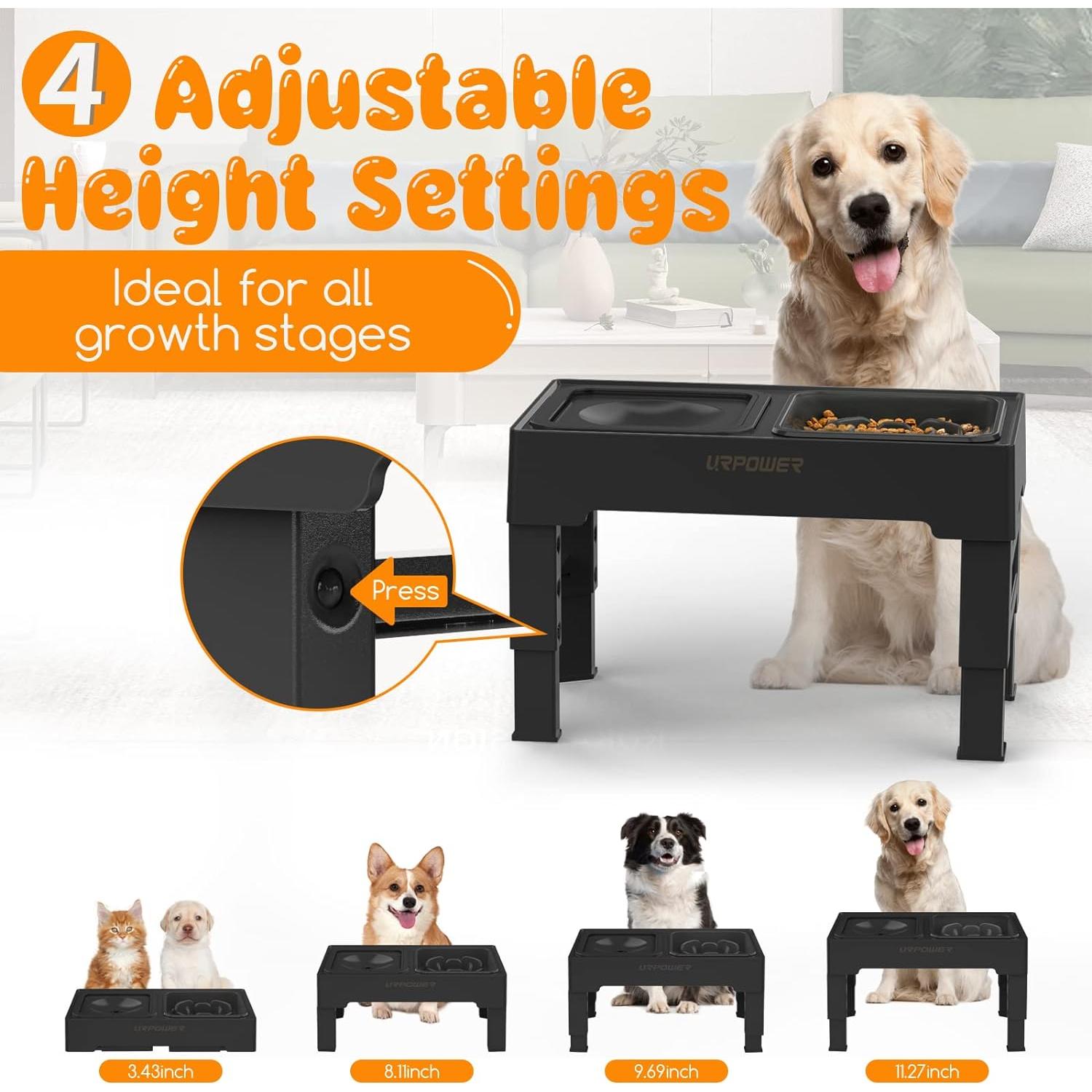 Cuencos Elevados URPOWER para Perros y Gatos Ajustables