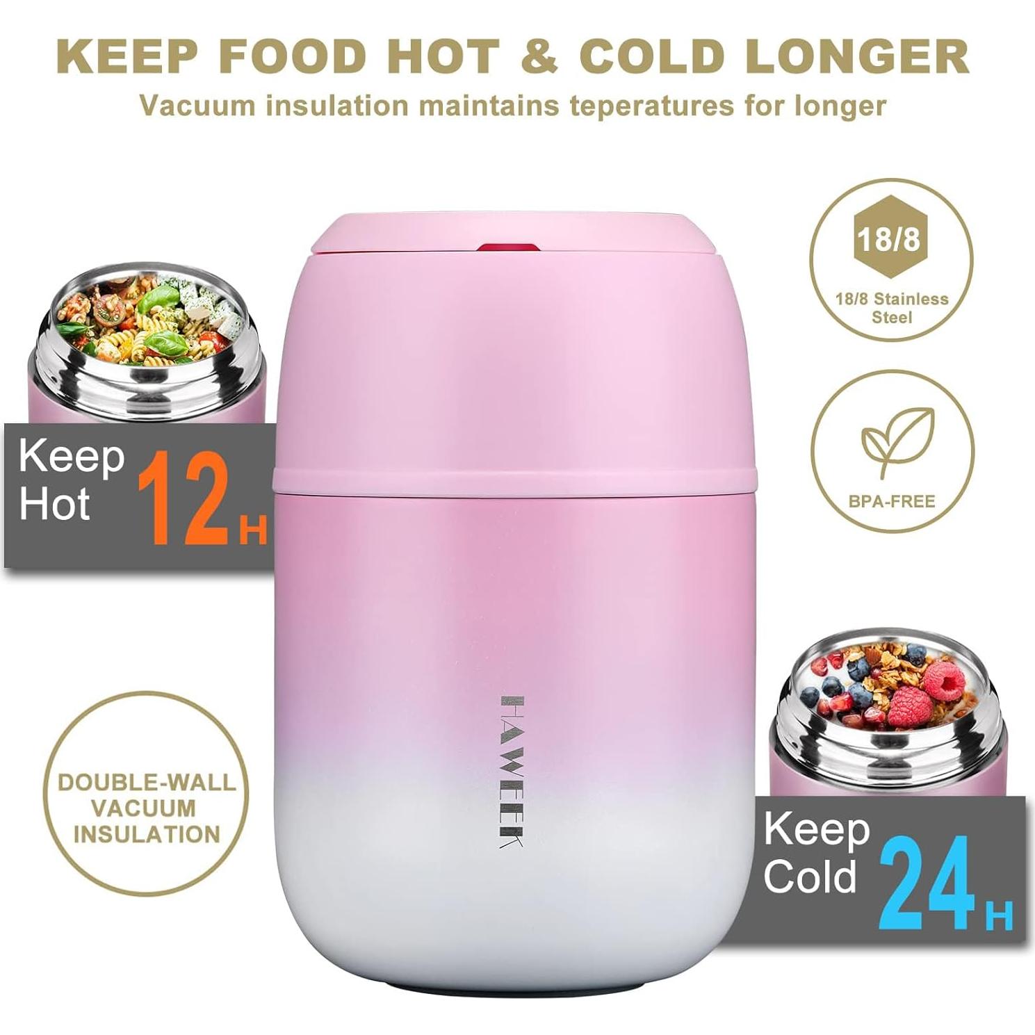 Contenedor de Comida Aislado Yuyao 502 ml con Cuchara Plegable