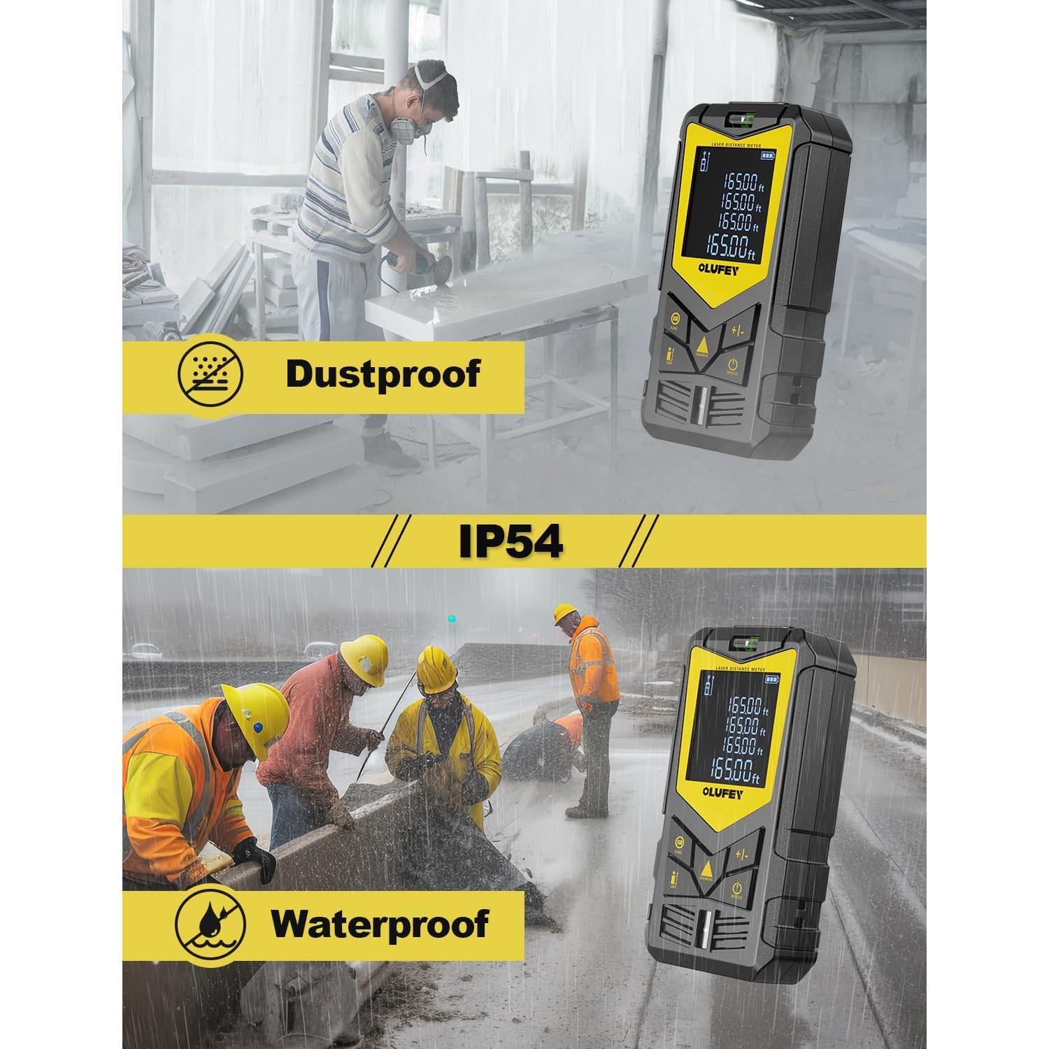 Medidor Láser Olufey 50m con Pantalla LCD y 2 Niveles