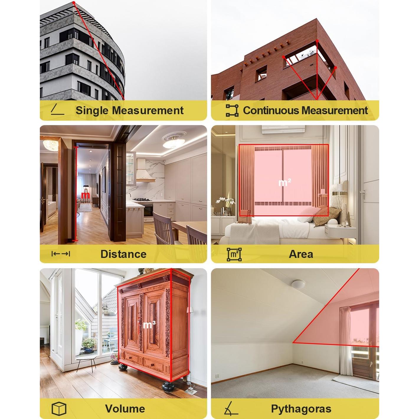 Medidor Láser Olufey 50m con Pantalla LCD y 2 Niveles