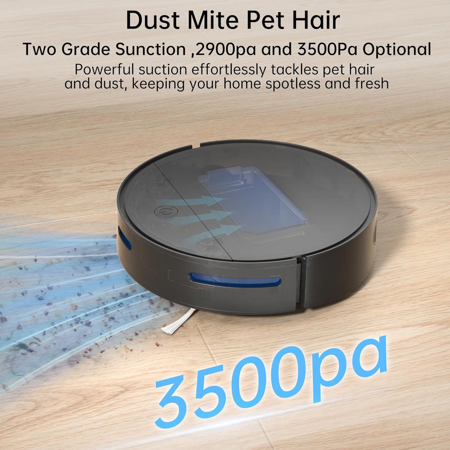 Robot Vacuum Cleaner with 3500Pa Power Suction, Robot Vacuum 550ML Large Dust,Remote Control, Auto Charging Robotic Vacuum