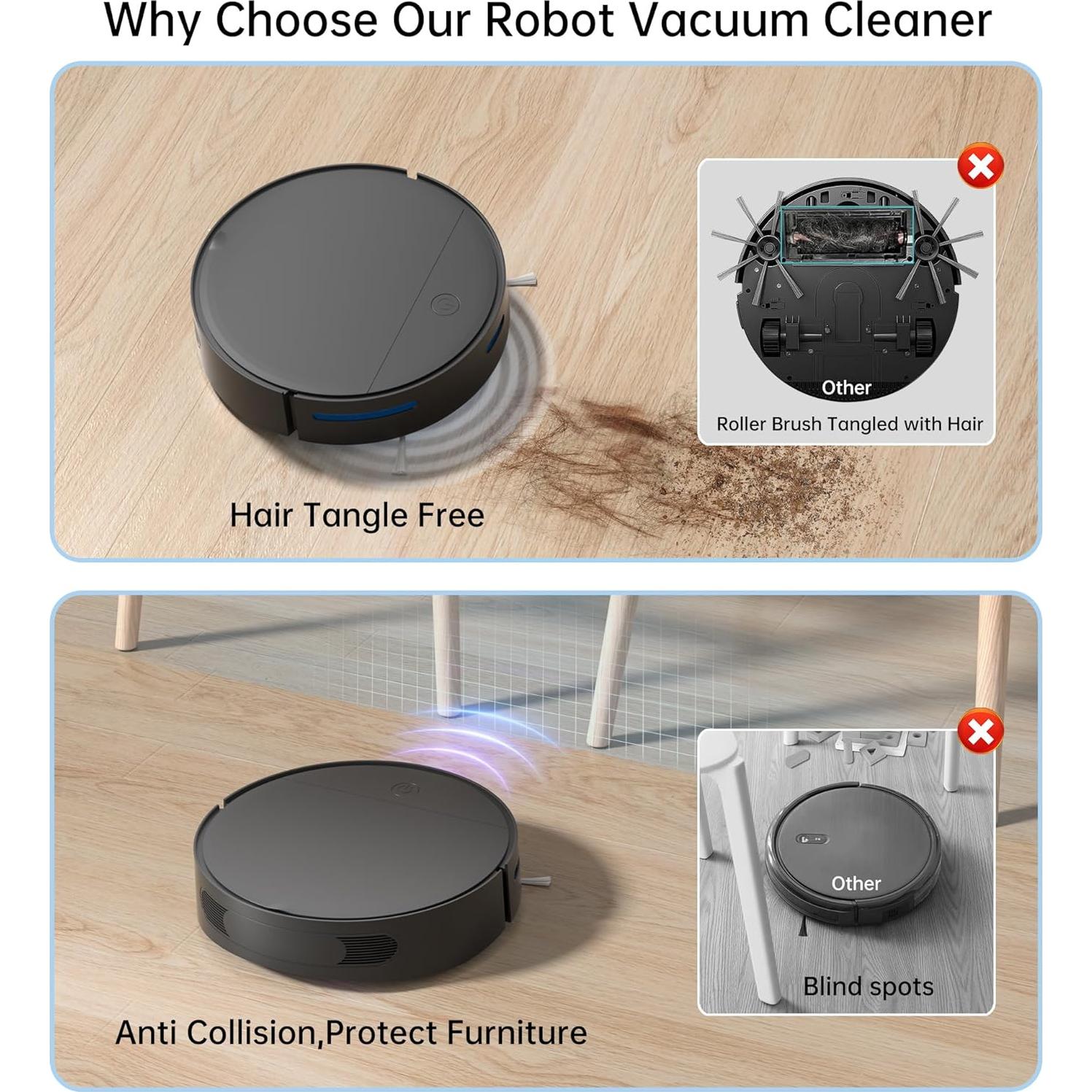 Robot Vacuum Cleaner with 3500Pa Power Suction, Robot Vacuum 550ML Large Dust,Remote Control, Auto Charging Robotic Vacuum