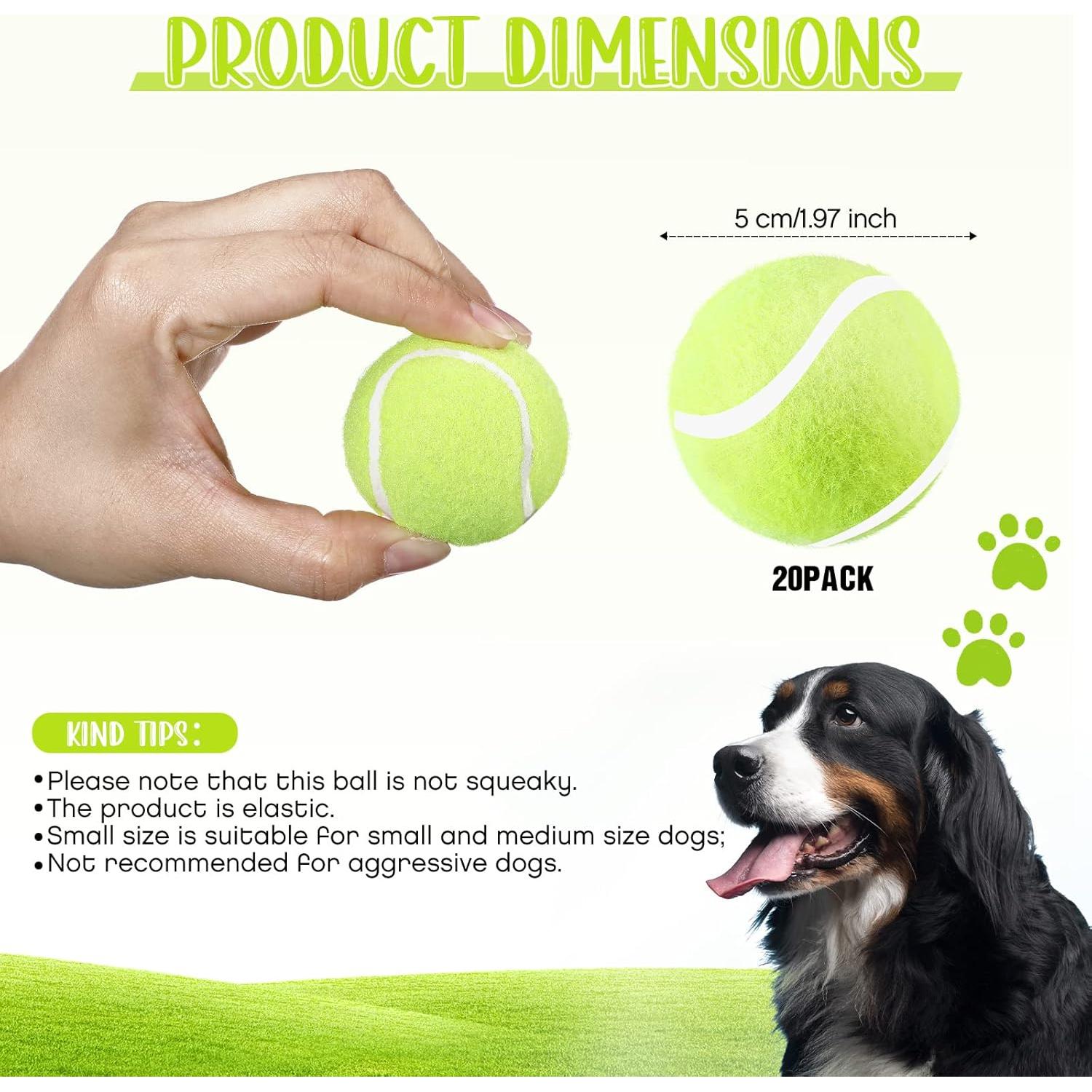 Hanaive 20 Pelotas de Tenis para Perros 5 cm Juguetes de Goma