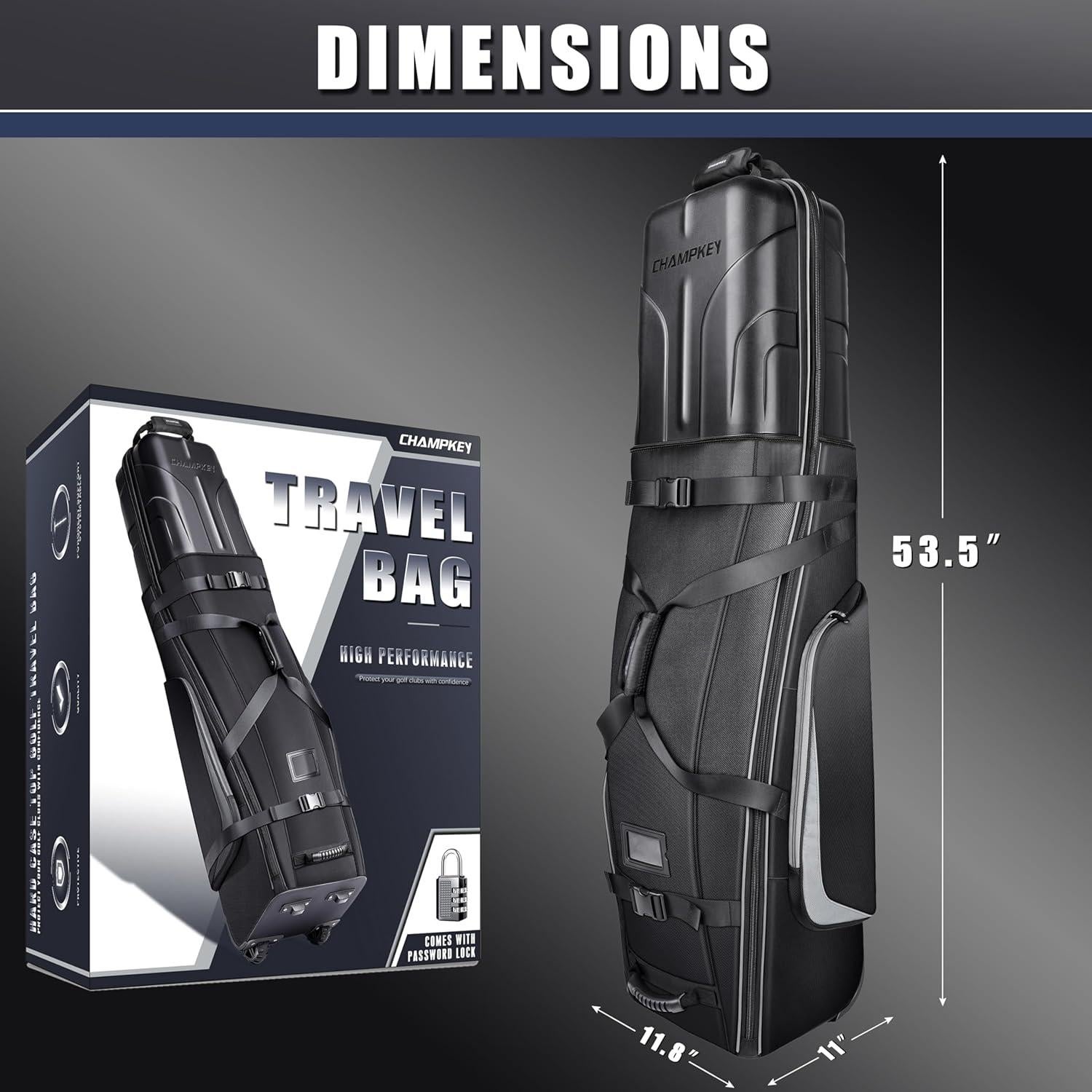 Bolsa de Viaje de Golf CHAMPKEY con Ruedas y Soporte