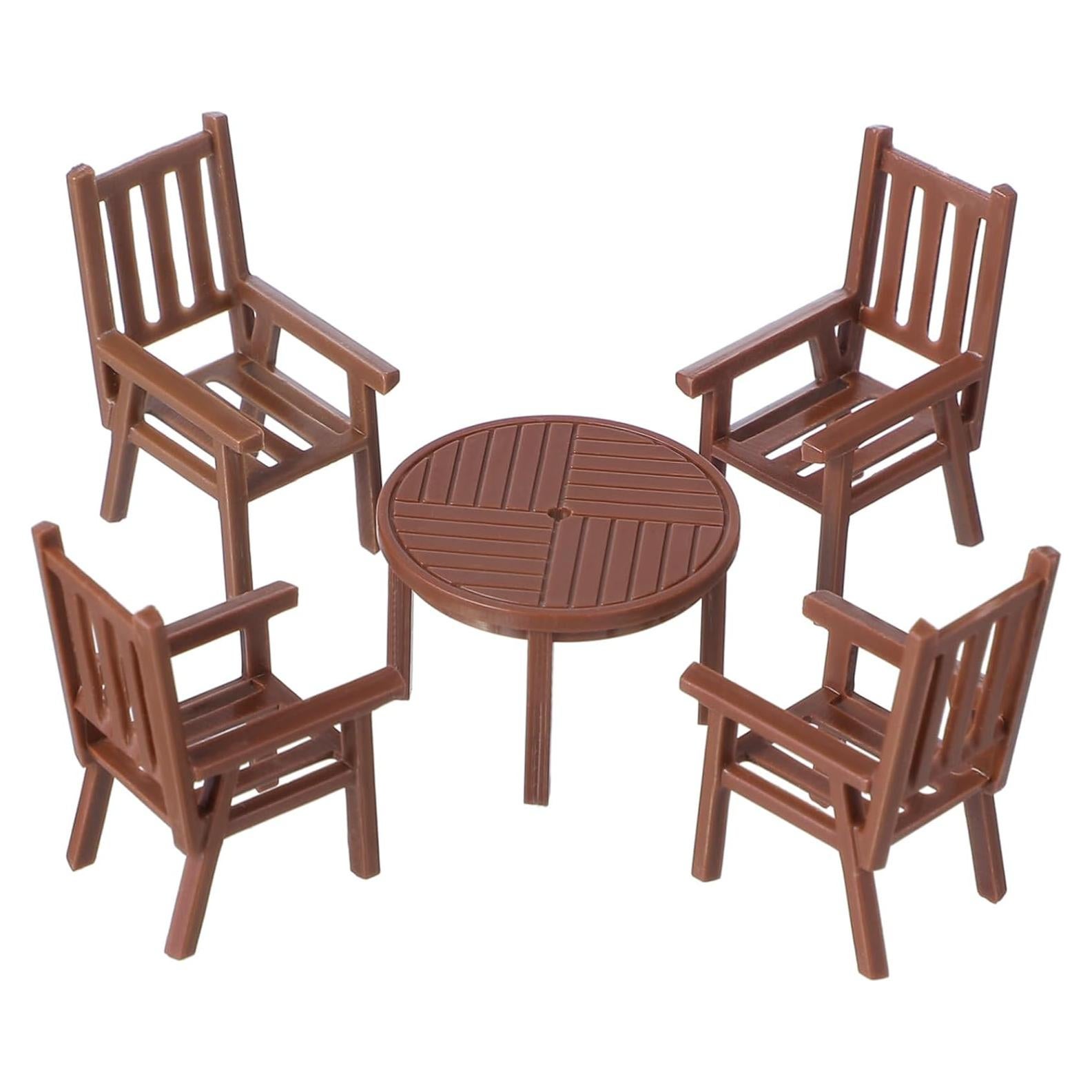 Restaurant Tables Toy Mini Fridge Desk Chair Table and Chairs, 3 Sets Miniature Table and Chairs Modern Furniture Mini House Furniture Desk Chair Fairy Garden Bench