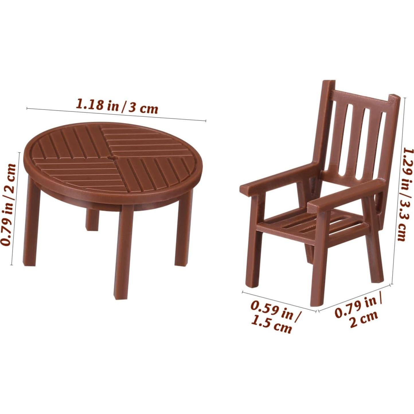 Restaurant Tables Toy Mini Fridge Desk Chair Table and Chairs, 3 Sets Miniature Table and Chairs Modern Furniture Mini House Furniture Desk Chair Fairy Garden Bench