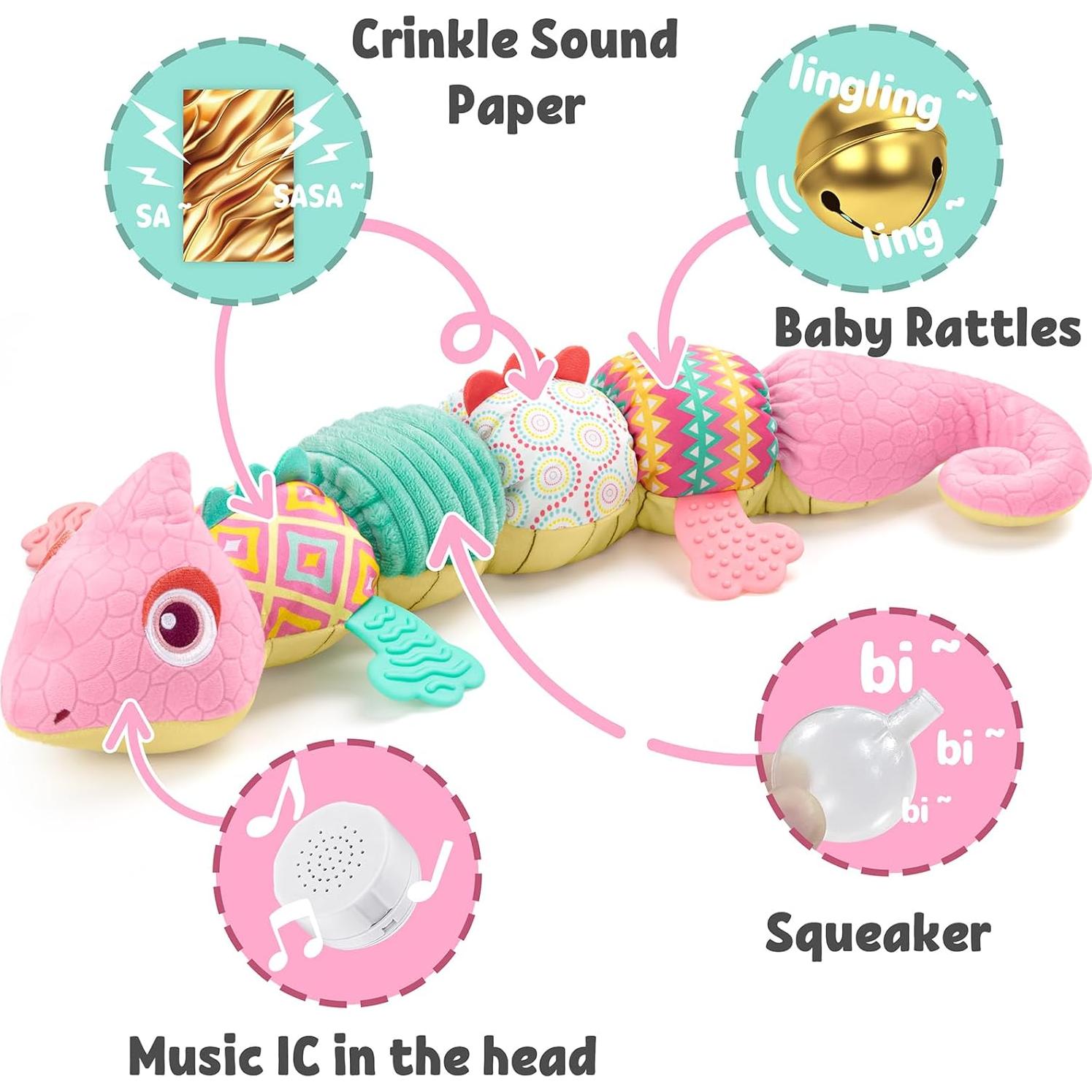 Juguete Musical Dinosaurio Rosa LIGHTDESIRE para Bebés 0-12 Meses