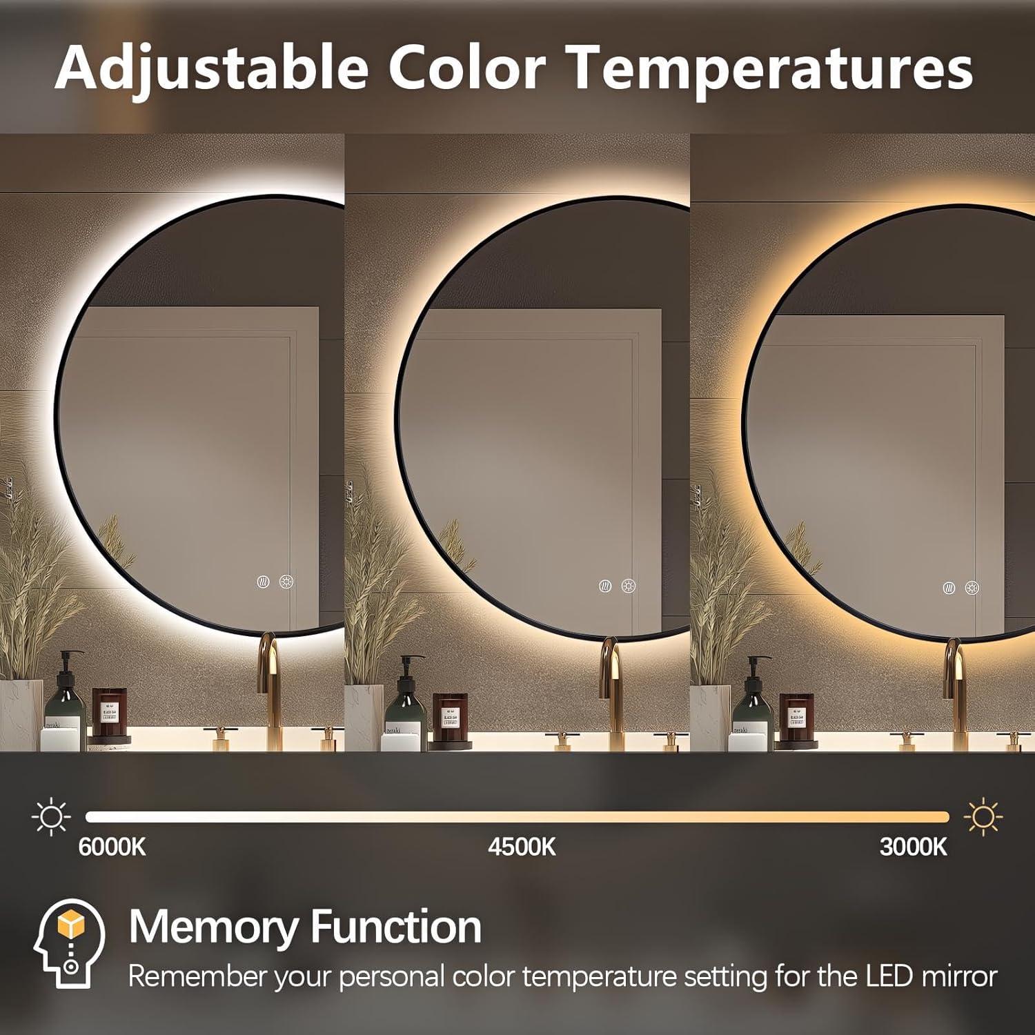 Espejo de Baño LED Niccy 60 cm Redondo con Anti-Vaho