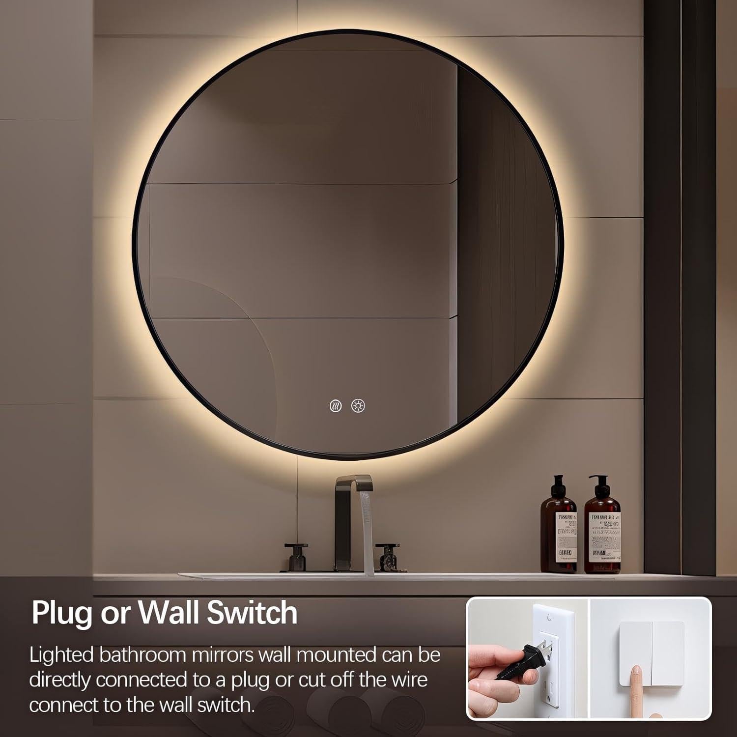 Espejo de Baño LED Niccy 60 cm Redondo con Anti-Vaho