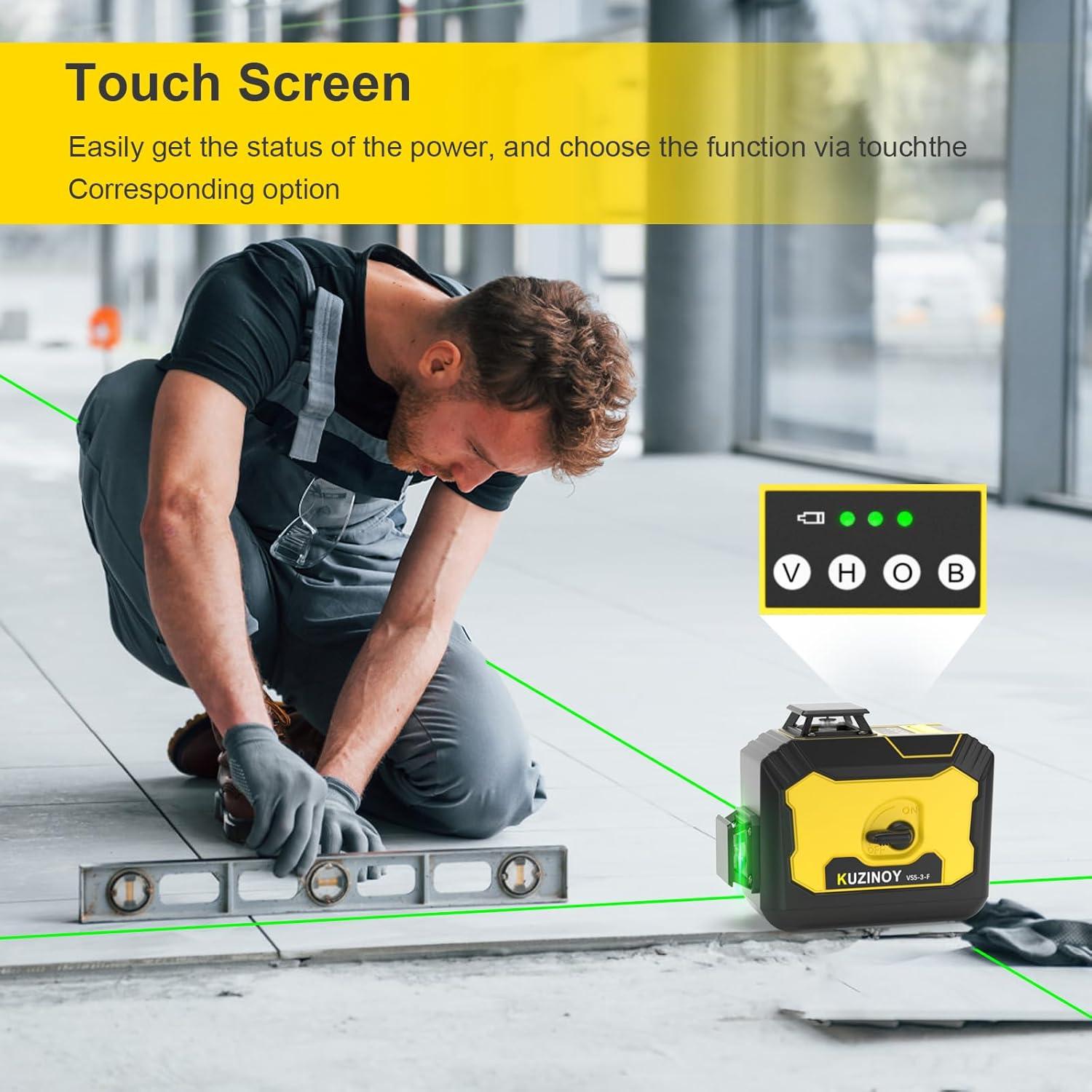 Nivel Láser 3D Autonivelante Kuzinoy Verde 12 Líneas 5000mAh