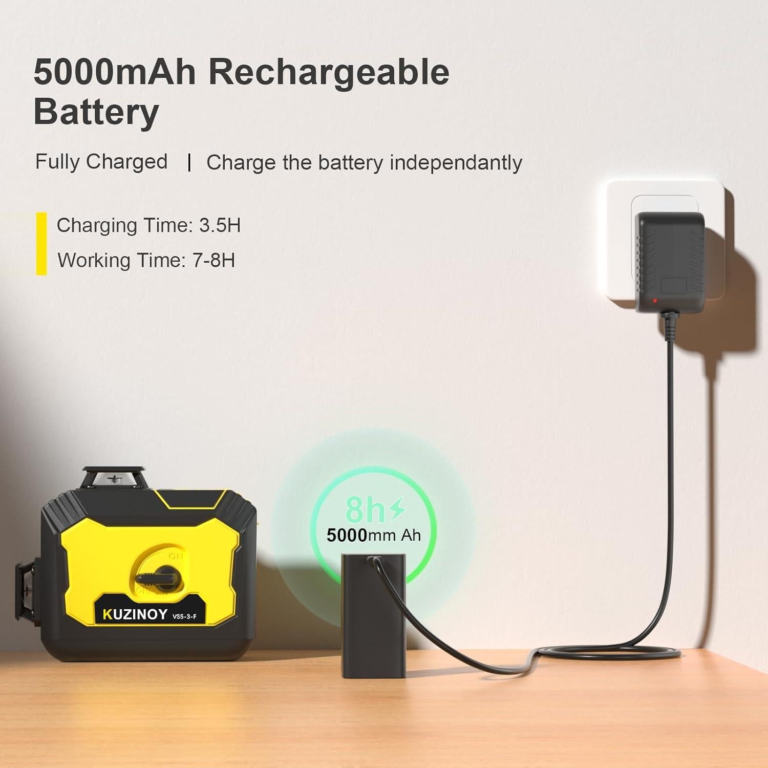 Nivel Láser 3D Autonivelante Kuzinoy Verde 12 Líneas 5000mAh