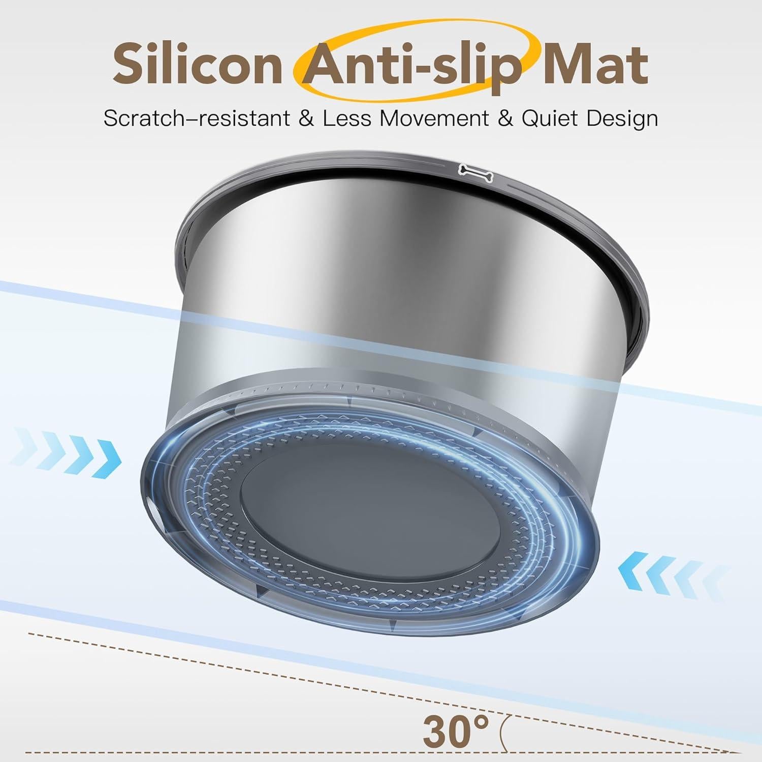 Tazón de Agua para Perros Grandes Twinsing 6.5L Antideslizante