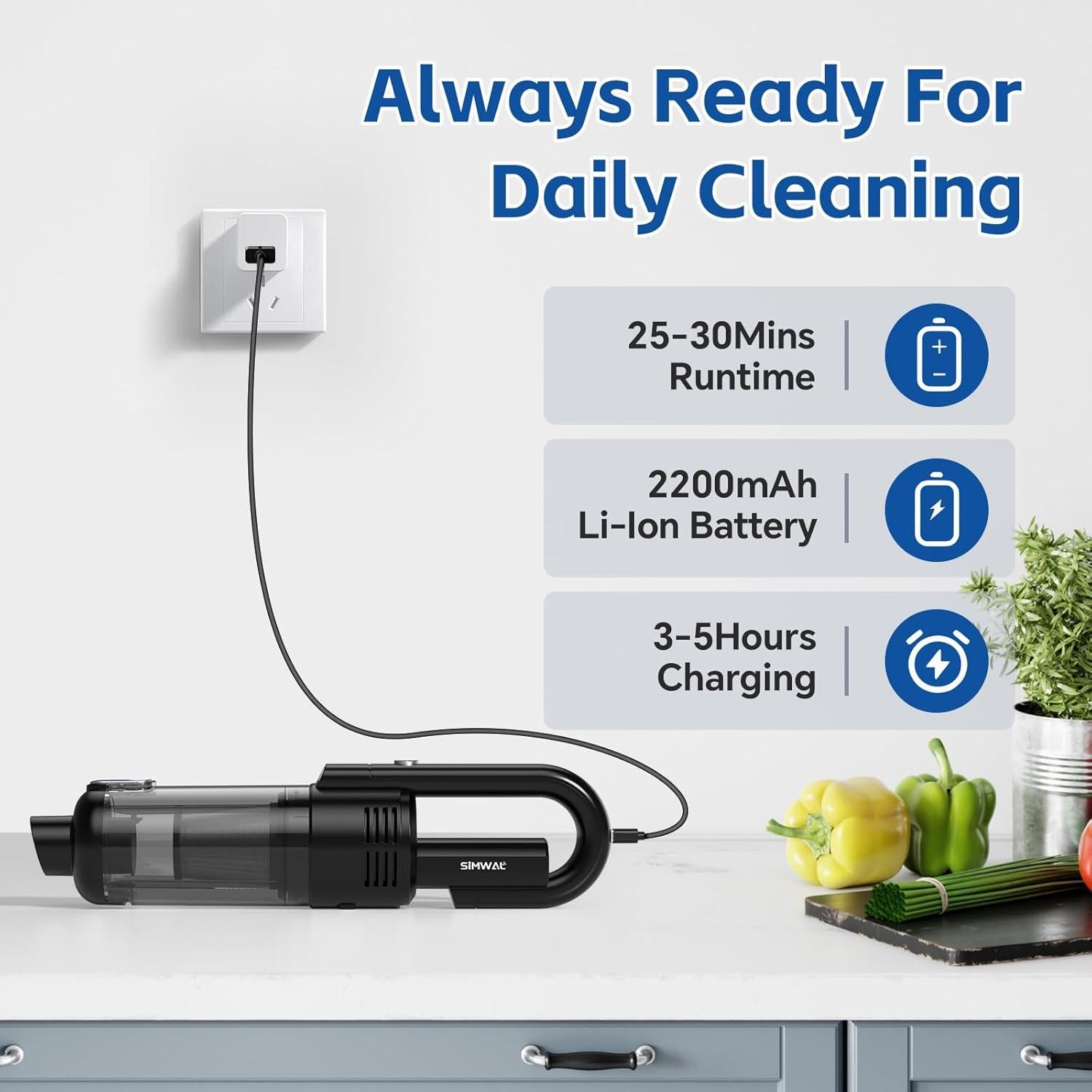 Aspiradora de Mano Inalámbrica SIMWAL SV01 9500Pa 0.55L